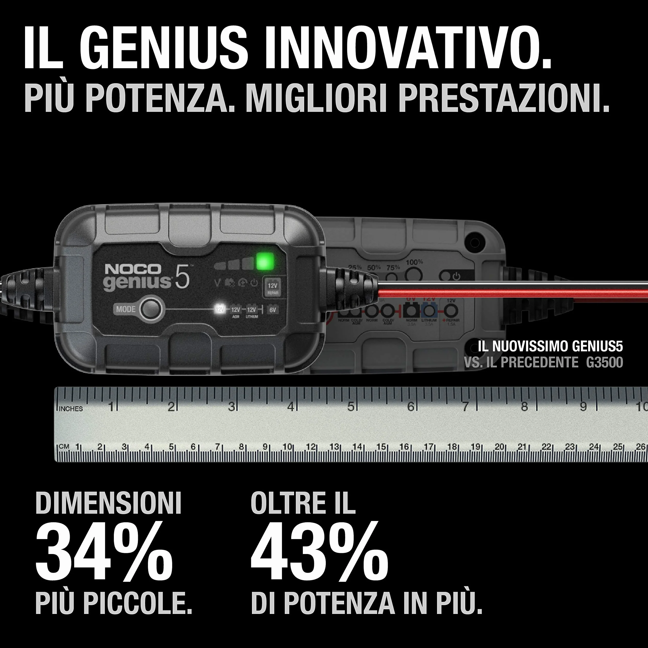 NOCO GENIUS5 Caricabatterie Intelligente 5A 6V/12V Mantenitore di Carica Desolfatatore