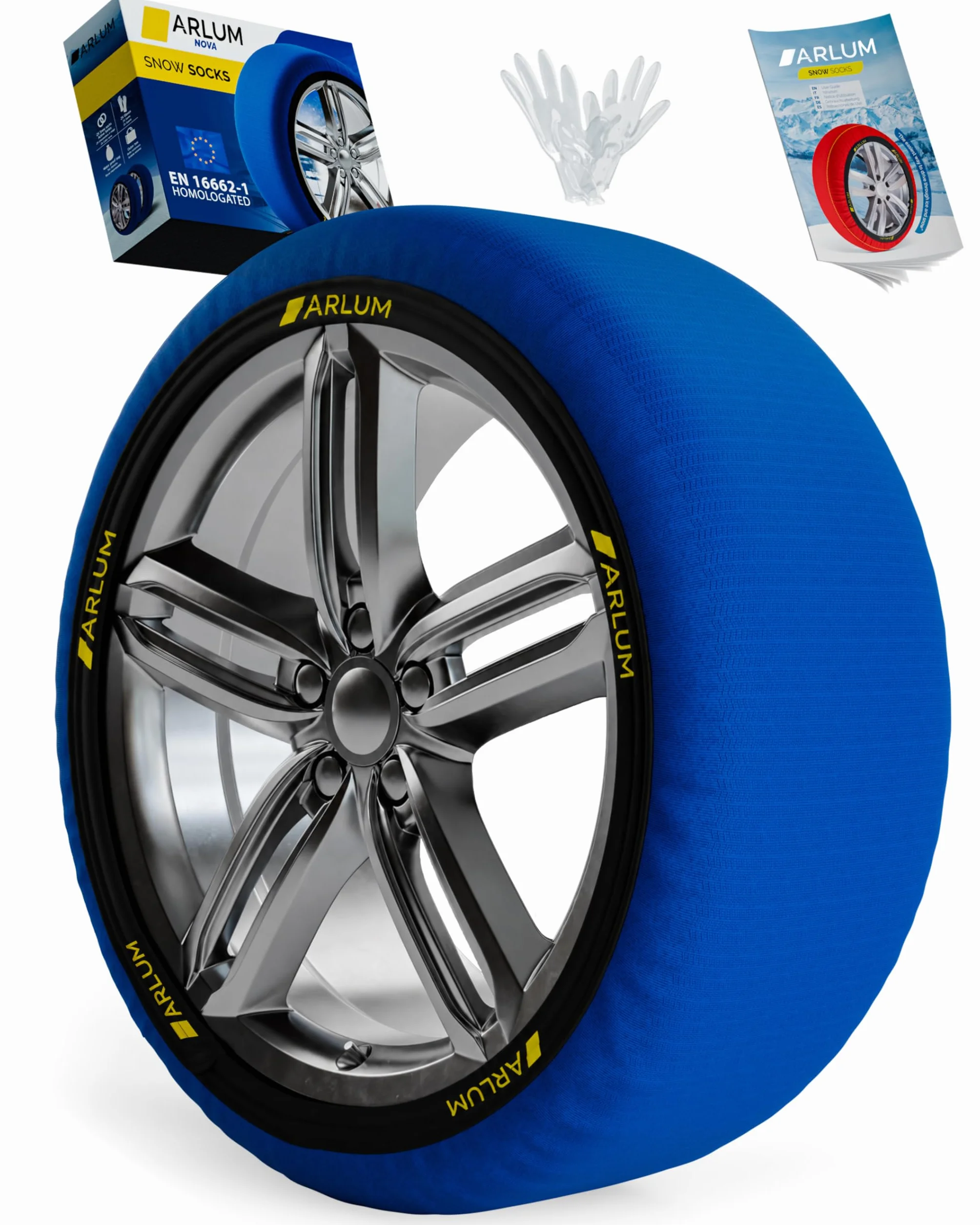 ARLUM Calze da Neve Omologate Italia EN 16662-1 Due Catene da Neve in Tessuto per Auto Taglia XL R14-R22