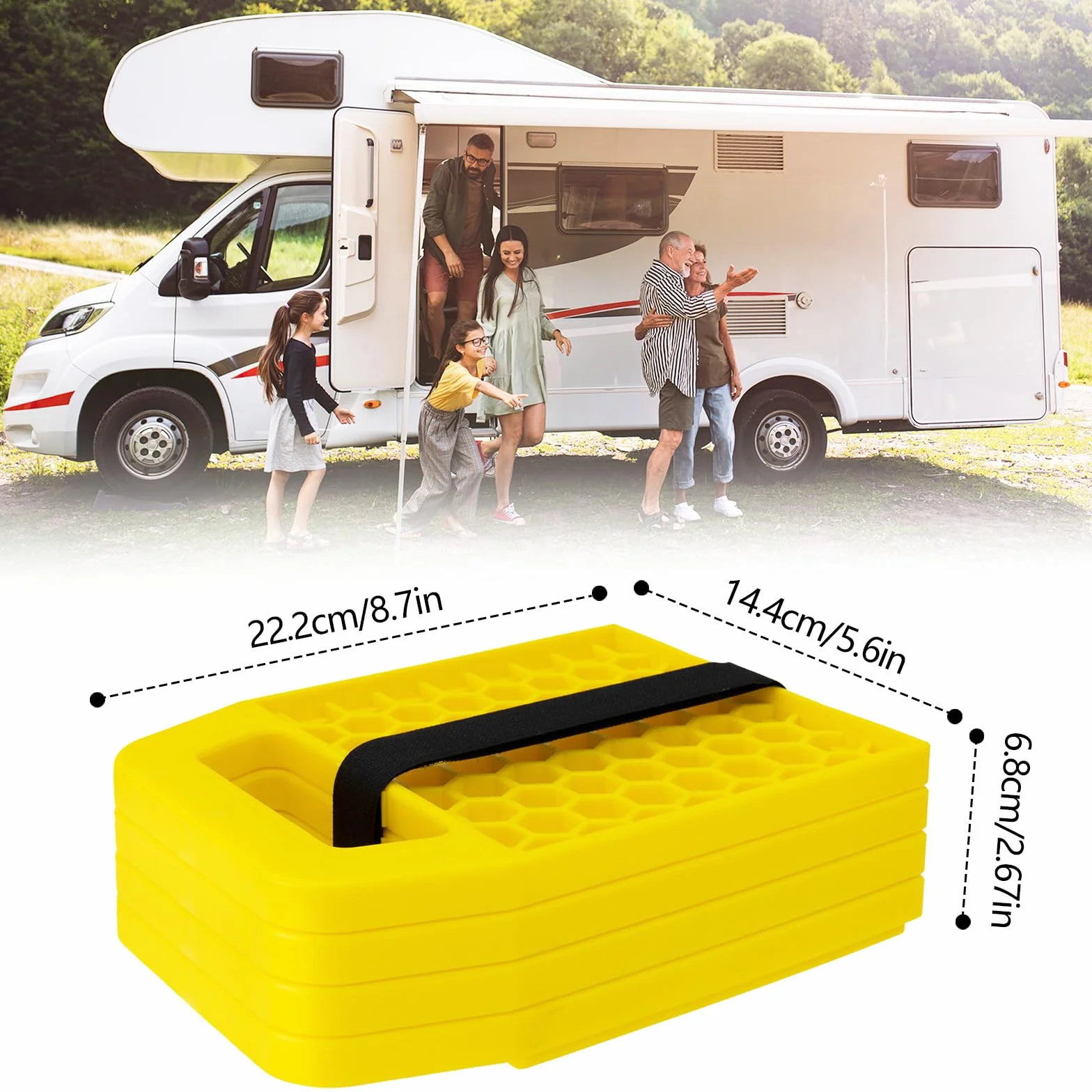 Set Di 4 Piastre Di Supporto Per Cric Camper Caravan, Blocco Livellamento Stabilizzatore Antiscivolo