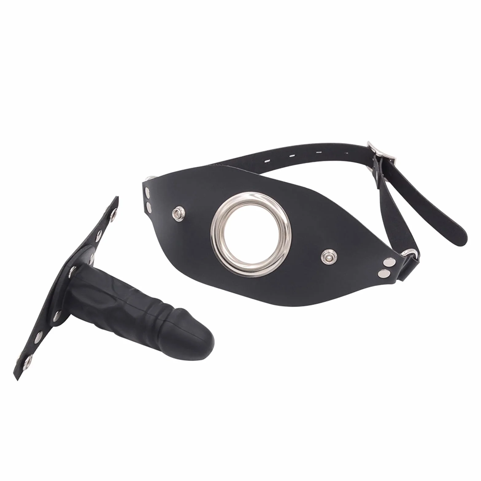 Bavaglio per Dildo in Silicone Rimovibile BDSM Sfera Regolabile Pelle 10cm