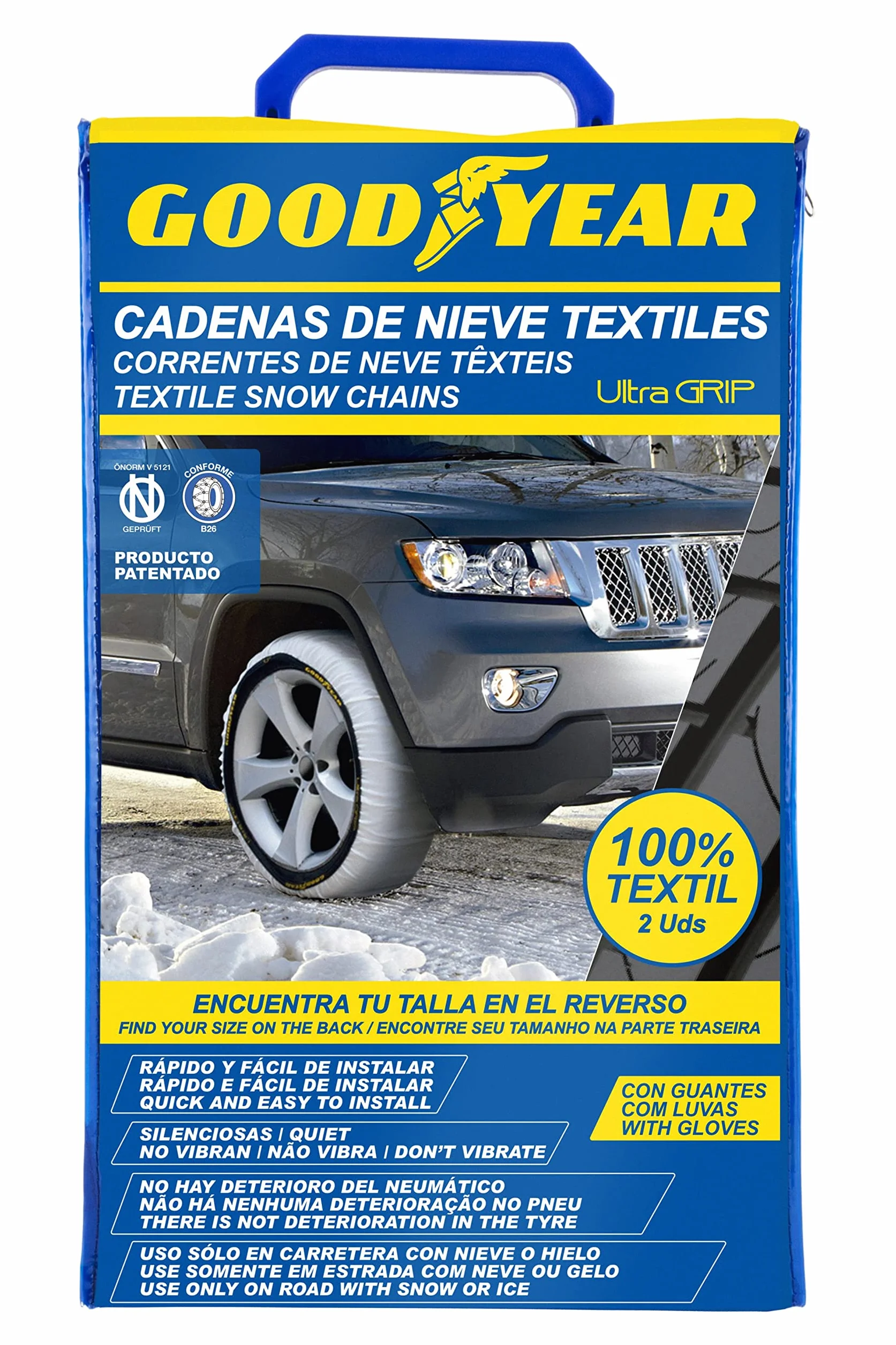 Goodyear Set di 2 Catene da Neve in Tessuto Ultra GRIP TAGLIA L per Auto R14-R20