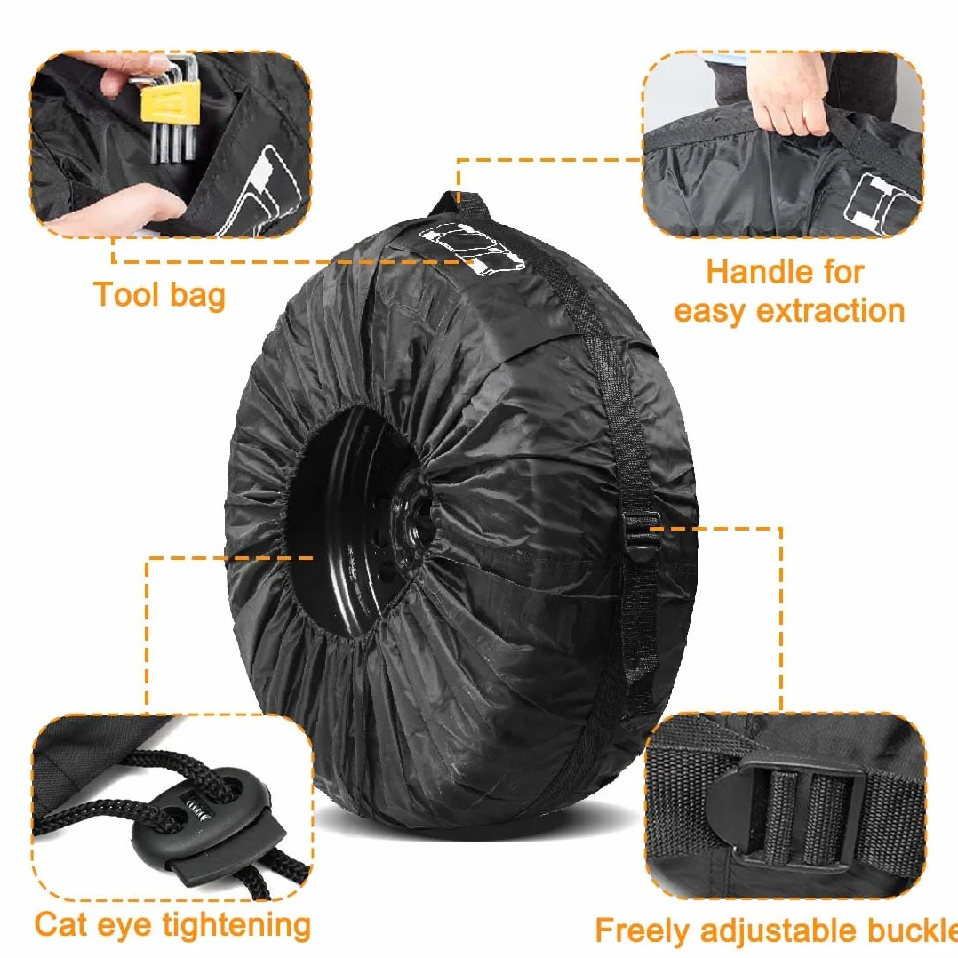 Borsa Pneumatici Auto Copertura Ruota Scorta Diametro 80 cm Nero con Manico