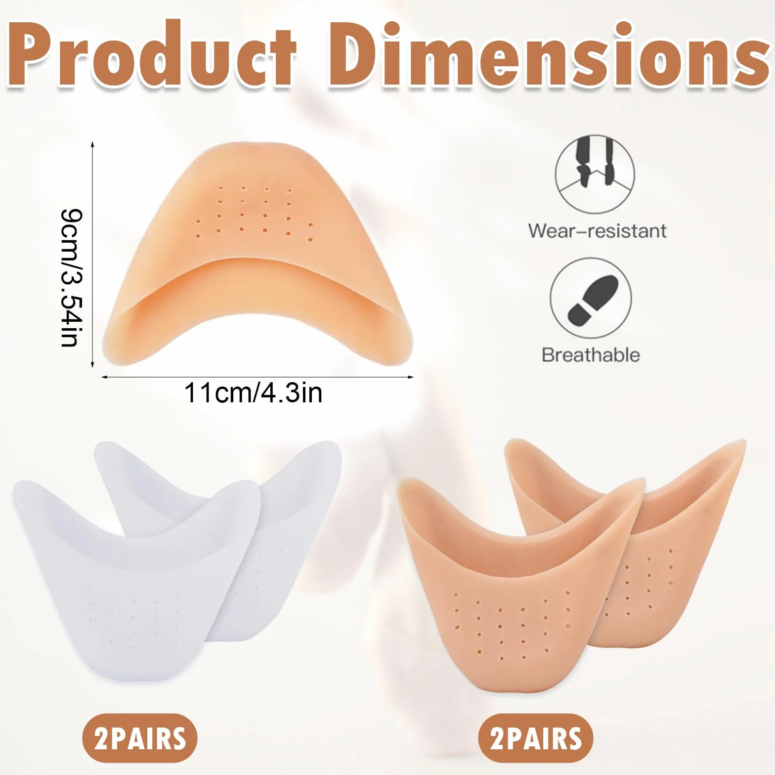 Proteggi Dita Piedi in Silicone Gel 4 Paia Traspiranti con Fori Copridita per Scarpe