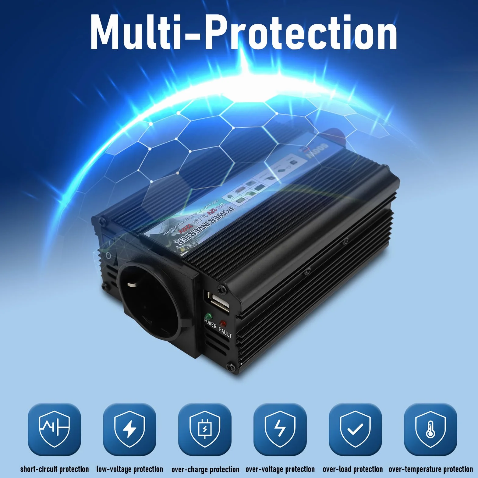 Convertitore di Potenza 350W 12V 220V DC AC USB Onda Sinusoidale Modificata