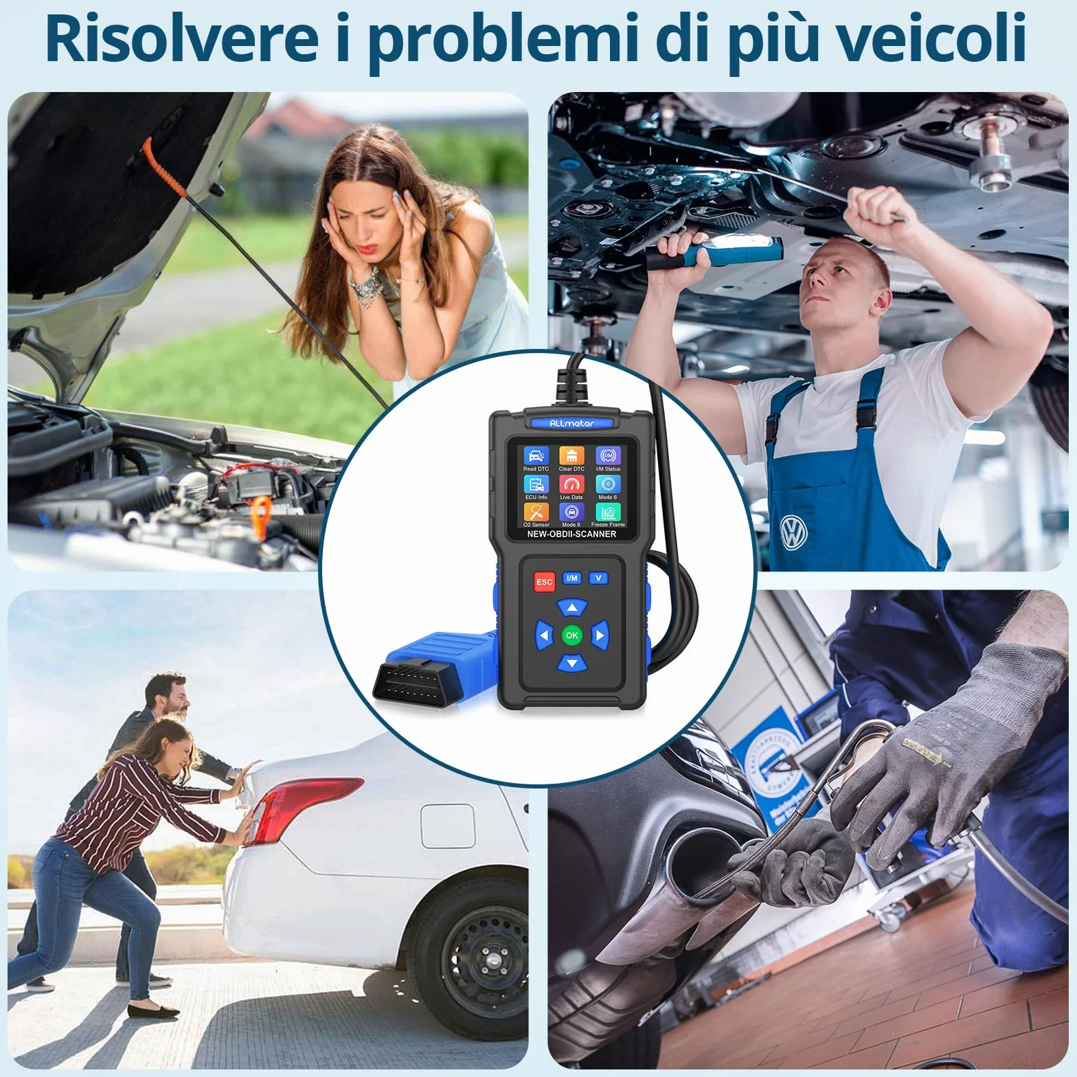 Scanner OBD2 Professionale - Lettore Codici Errore per Auto, Cancellazione Spia Motore, Compatibile OBD II dal 1996