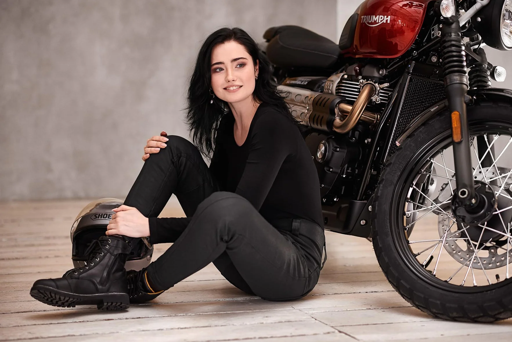 SHIMA Thomson Lady, Scarpe Moto Donna | Rinforzate Stivali Moto Donna in Pelle, Supporto alla Caviglia, Suola Antiscivolo, Impugnatura del Cambio