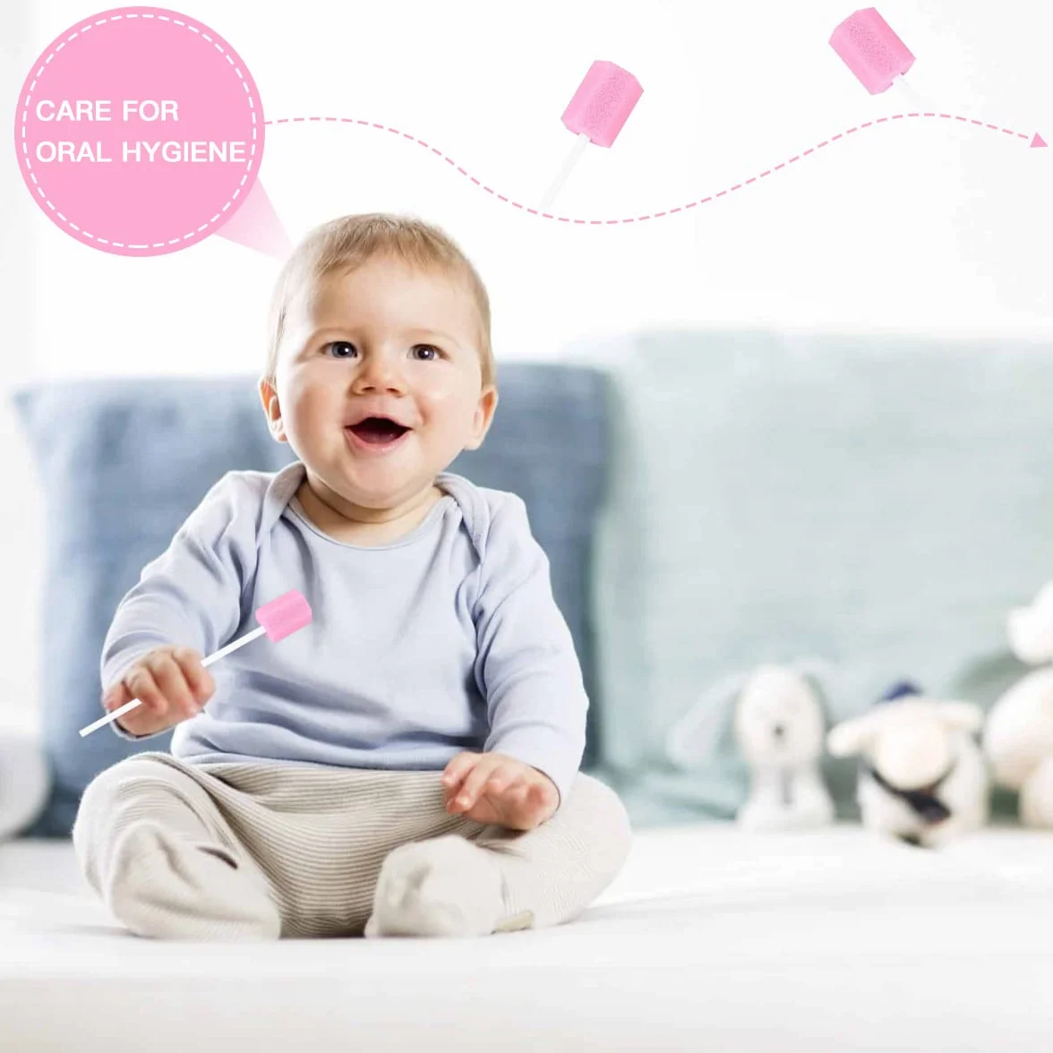 Tamponi Orali Bastoncini Cotone Igiene Orale 100 Pezzi Rosa