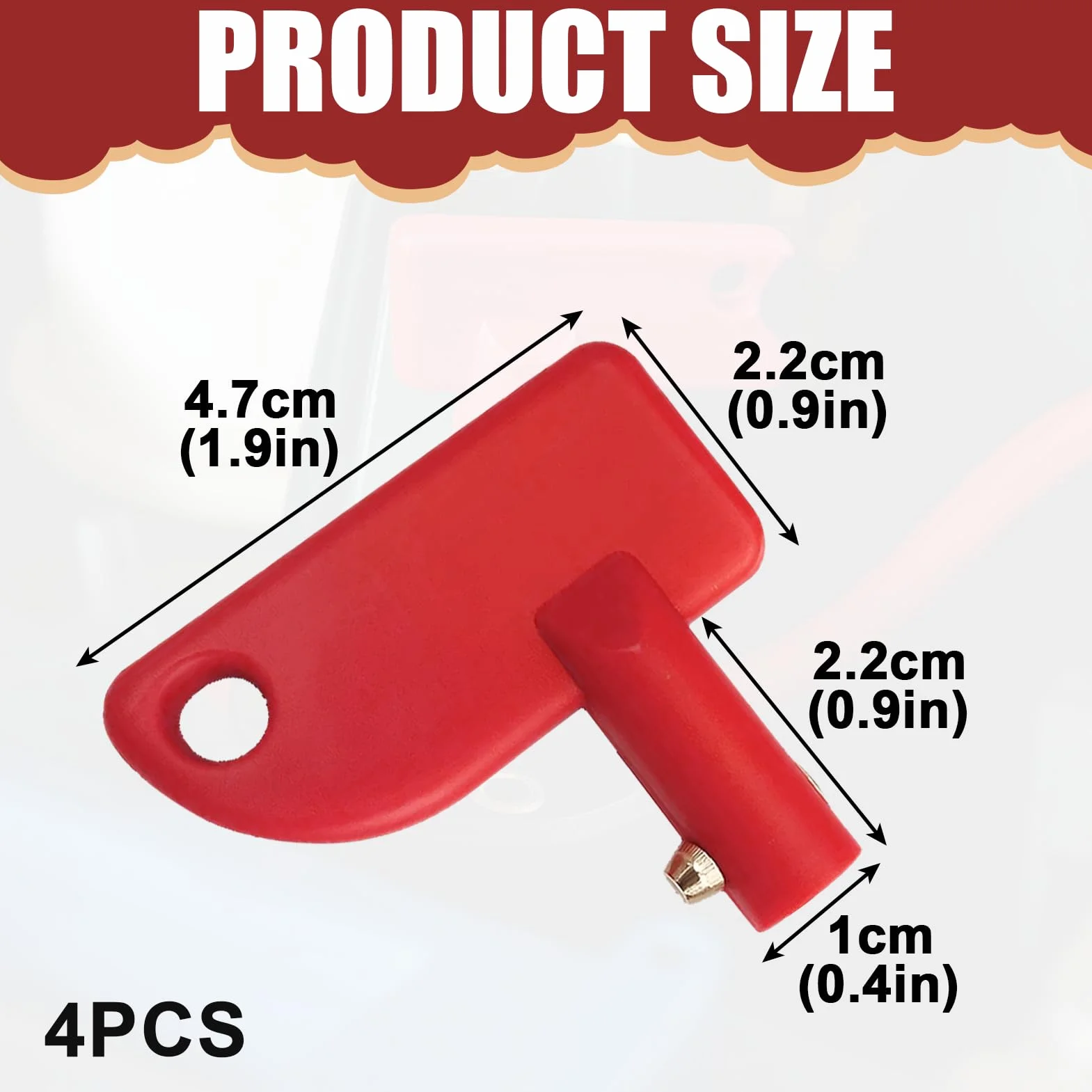 Set di 4 chiavi di ricambio per interruttore principale, interruttore universale per batteria, rosso, per auto, camper, camion e barche