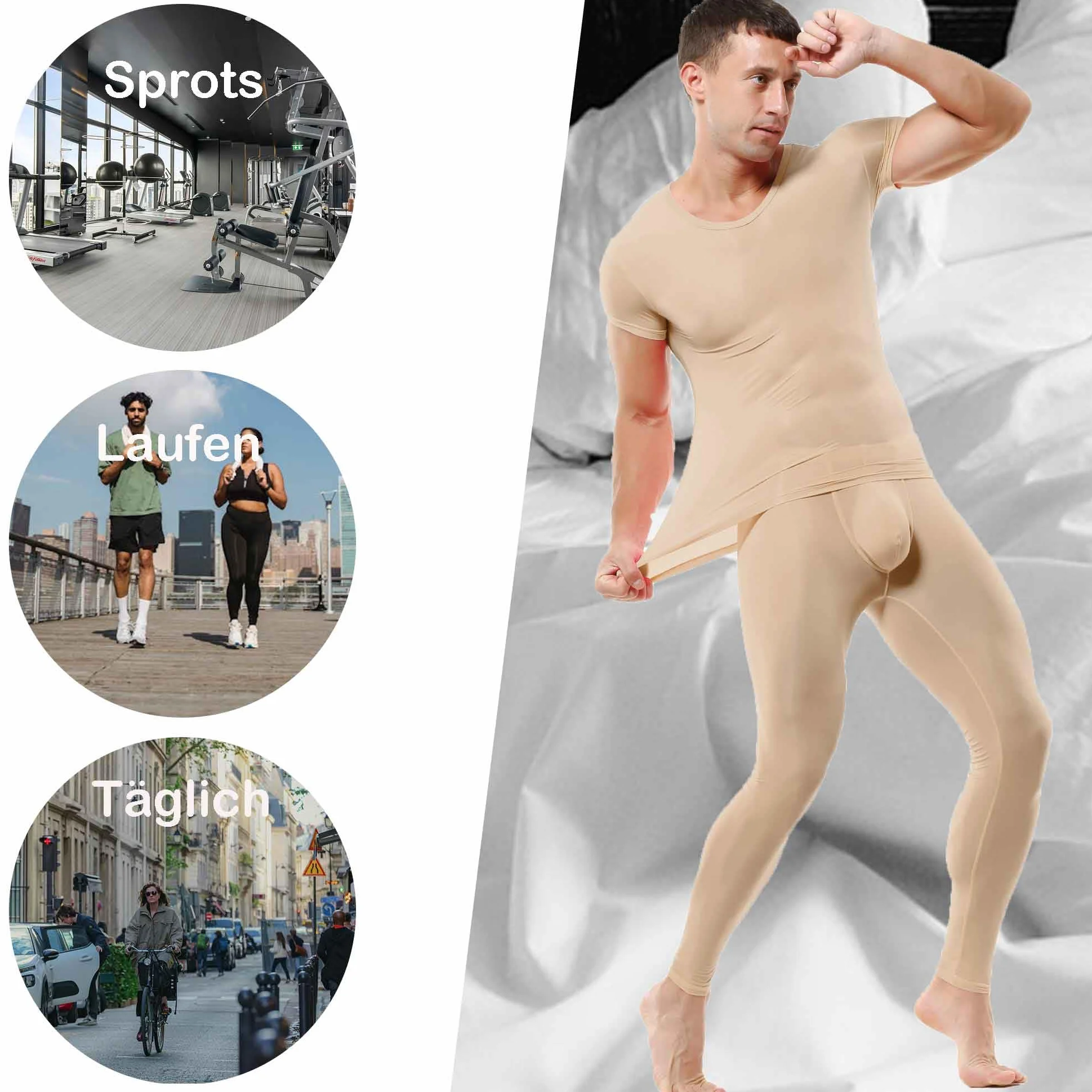 QiaTi Leggings Lunghi Compressione Uomo