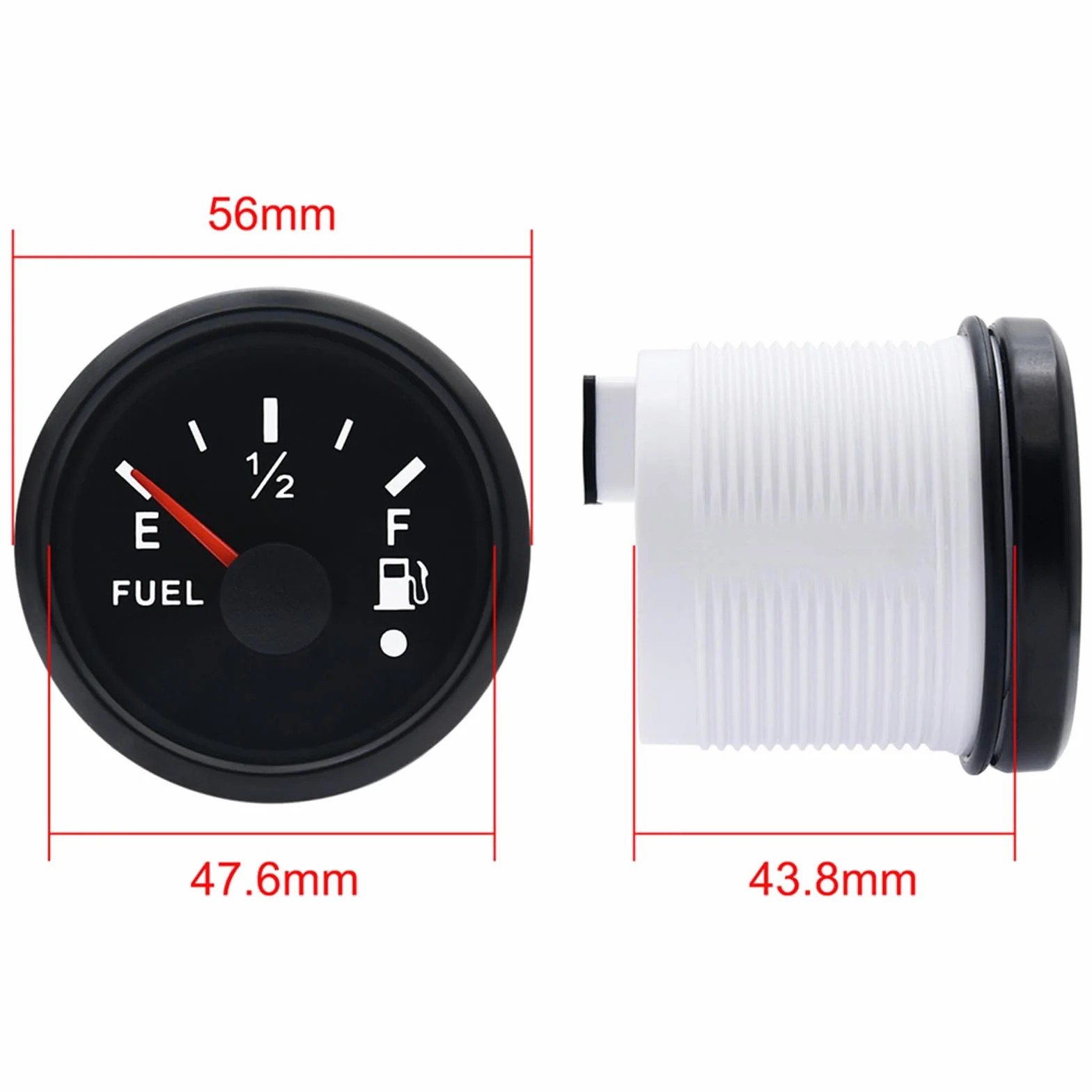 Geloo Indicatore di livello del carburante, 0-190 Ohm, 7 colori, impermeabile, indicatore del serbatoio del carburante con luce di allarme per auto marine, camper, yacht
