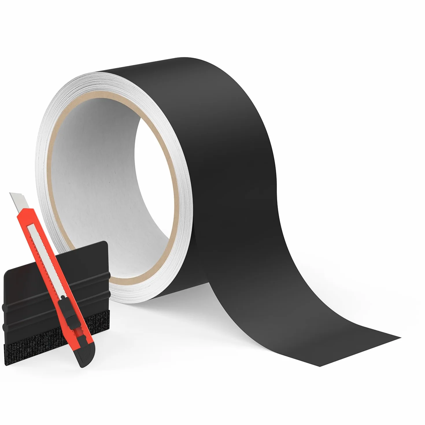 Pellicola Wrapping Auto Nero Lucido Vinile De-chrome Nero Adesivo Rilascio Aria Senza Bolle, Rimuovibile Senza Residui, Adatto per Finitura Cromata (Nero Opaca, 5 cm × 9 m)