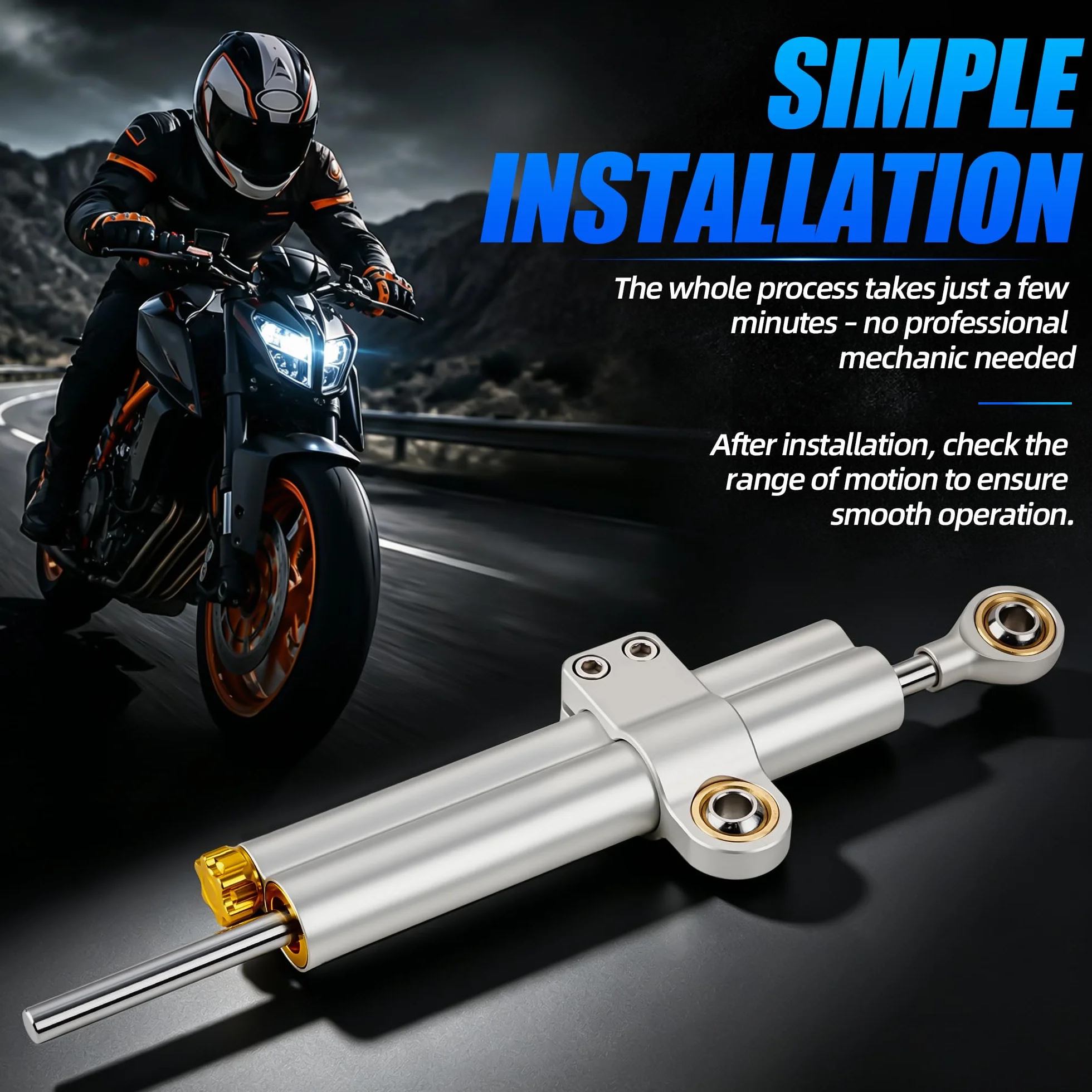 Stabilizzatore ammortizzatore di sterzo per moto Stabilizzatori regolabili universali per moto per scooter ADV Dirt Bike (Grigio Titanio, A)