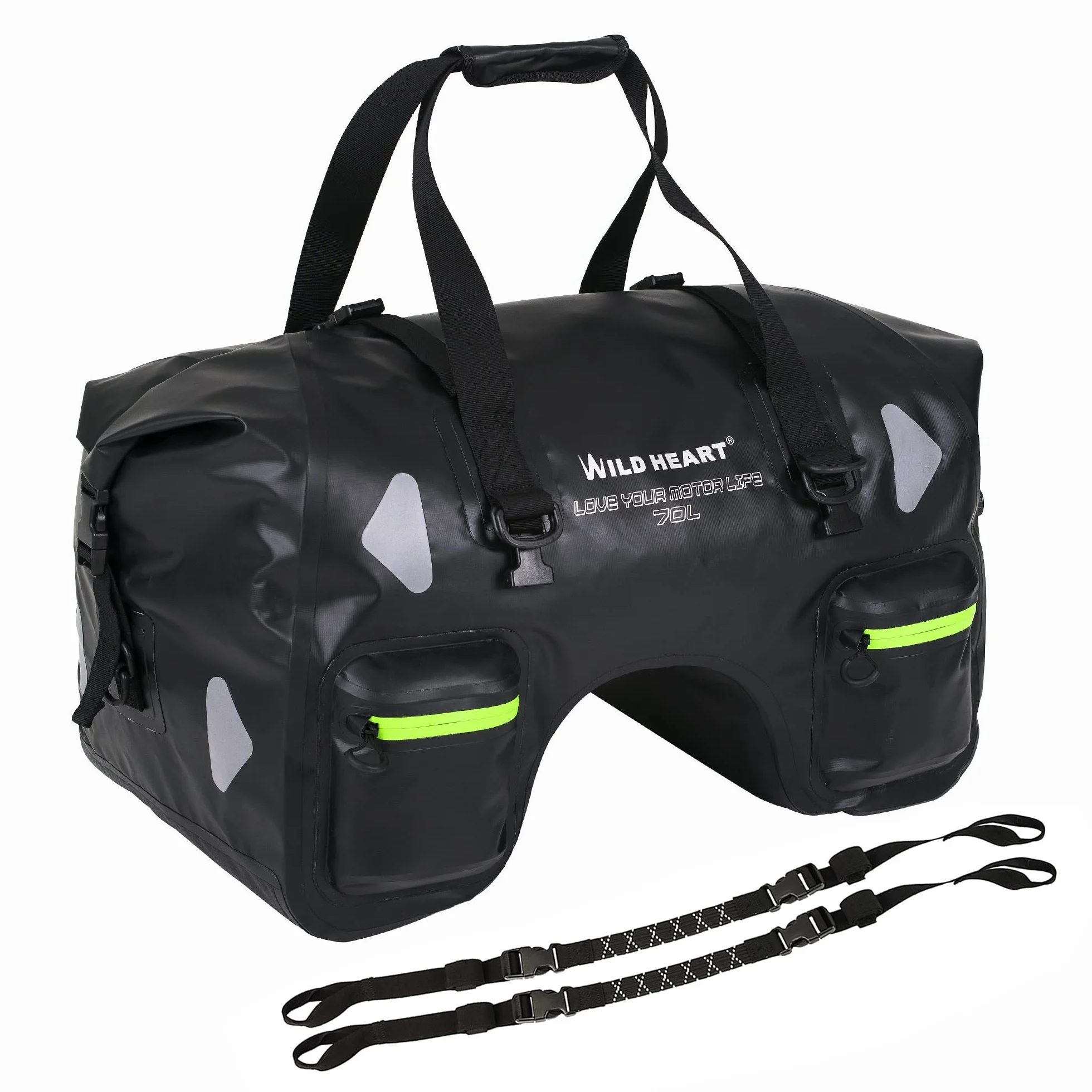 WILD HEART Borsa Da Sella Per Moto 70l Impermeabile Pvc 500d Nero
