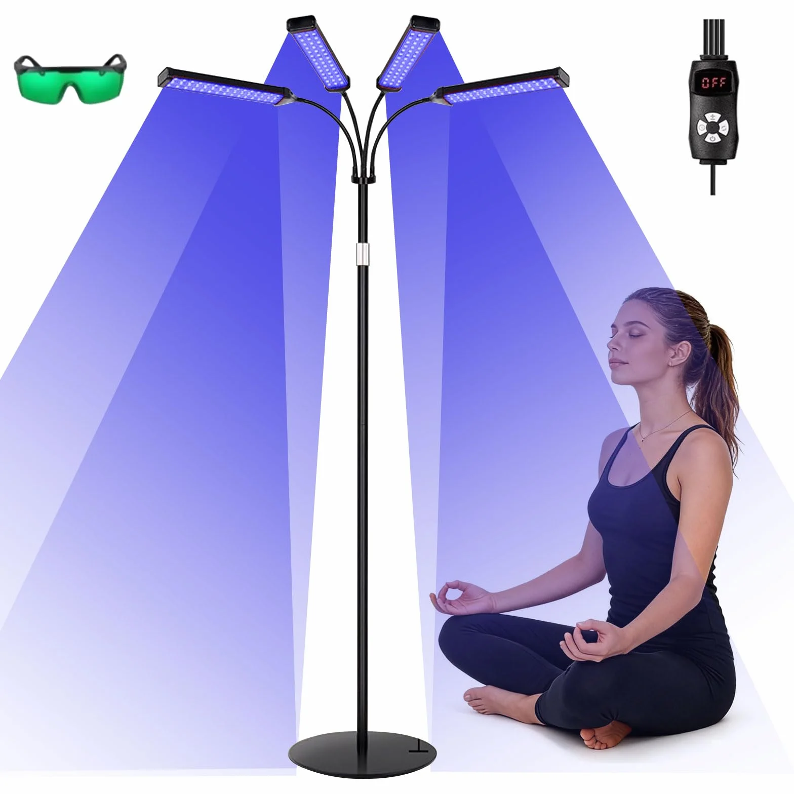 Solarium per la casa 420 LED 660 nm 850 nm 4 teste regolabili 3 modalità 5 livelli lampada abbronzante viso corpo