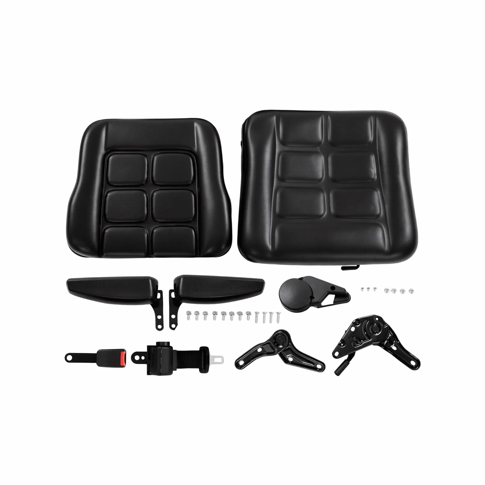 Sedile universale per carrello elevatore, sedile del trattore, schienale regolabile in pelle PVC, sedile del conducente per veicoli come UTV, ATV, carrelli da golf, carrelli elevatori, bulldozer