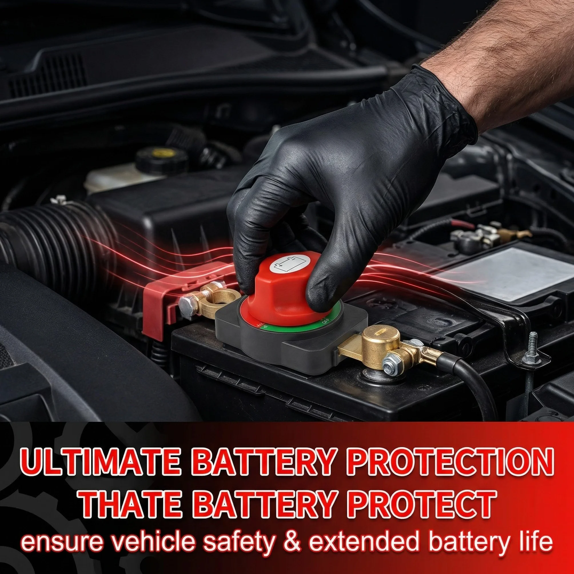 Interruttore Stacca Batteria Polo Positivo,Regolabile 360° Interruttore di Separazione Della Batteria,per Auto,Moto,Roulotte,Camion
