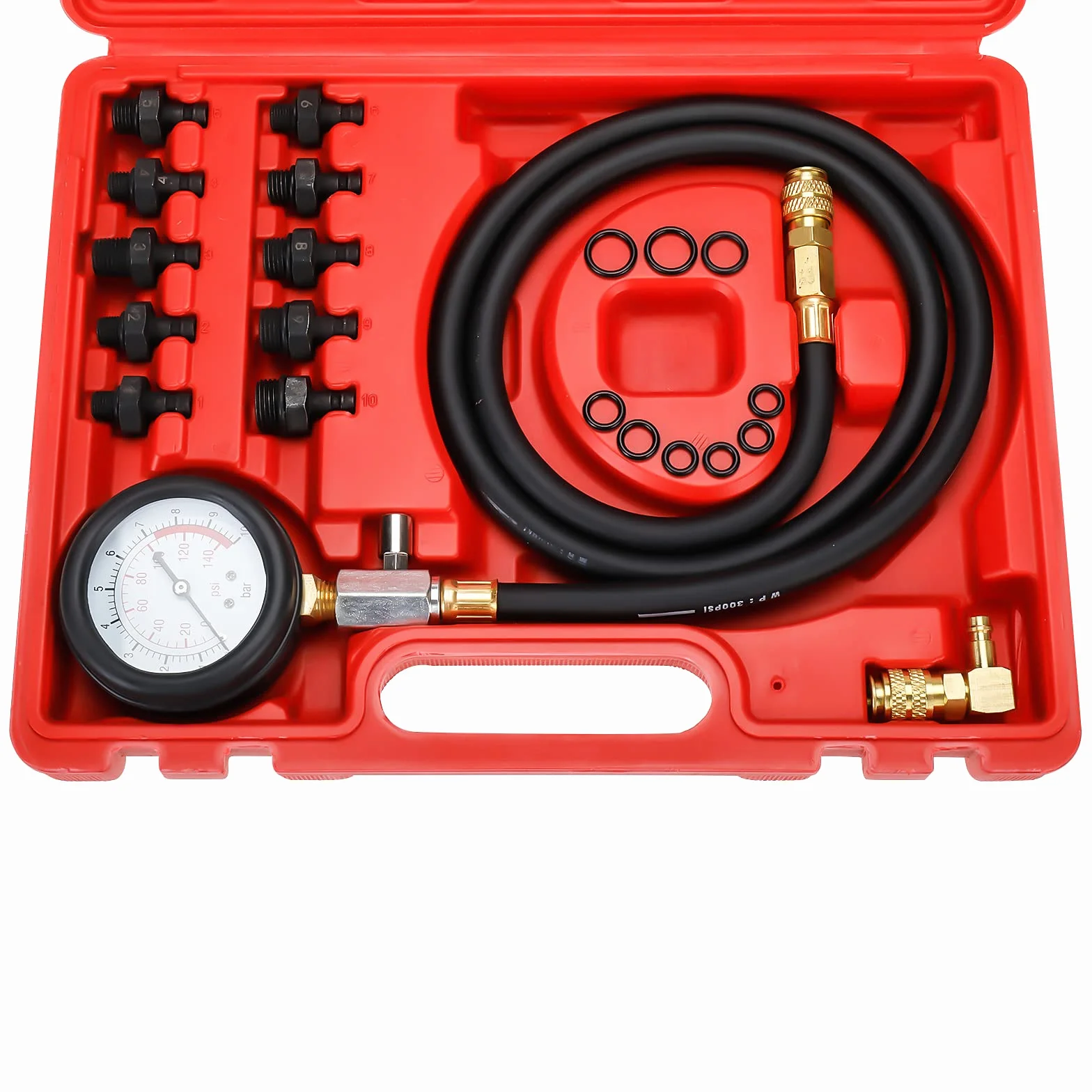BOOMSTART Set di misuratori di pressione dell'olio motore, set di test diagnostici con 10 adattatori per moto, auto, camion, furgone