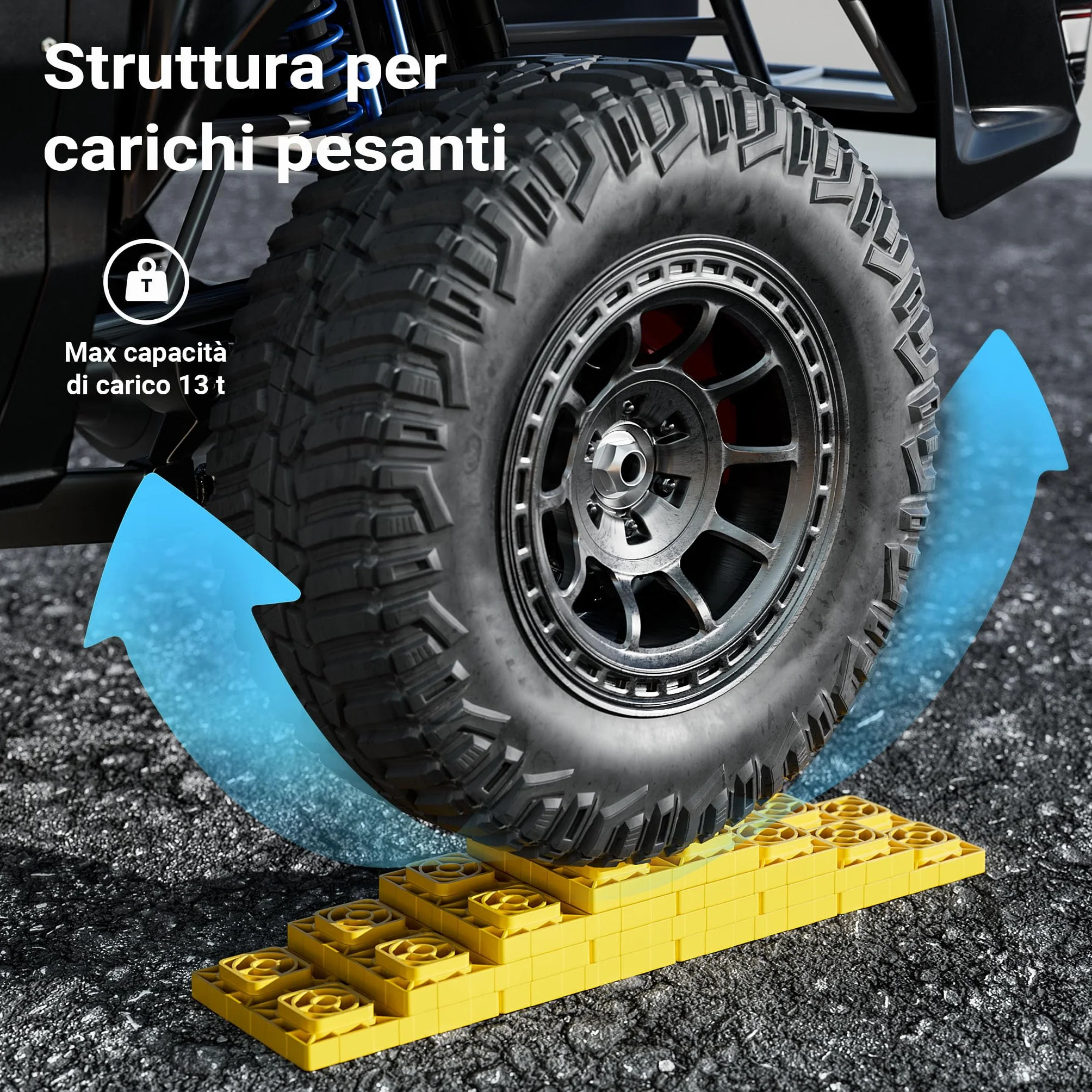 Wiltec Piastre di appoggio, Set 10 pedane di livellamento, Portata 13,5 t, impilabili, Altezza 11,4 cm, per Camper