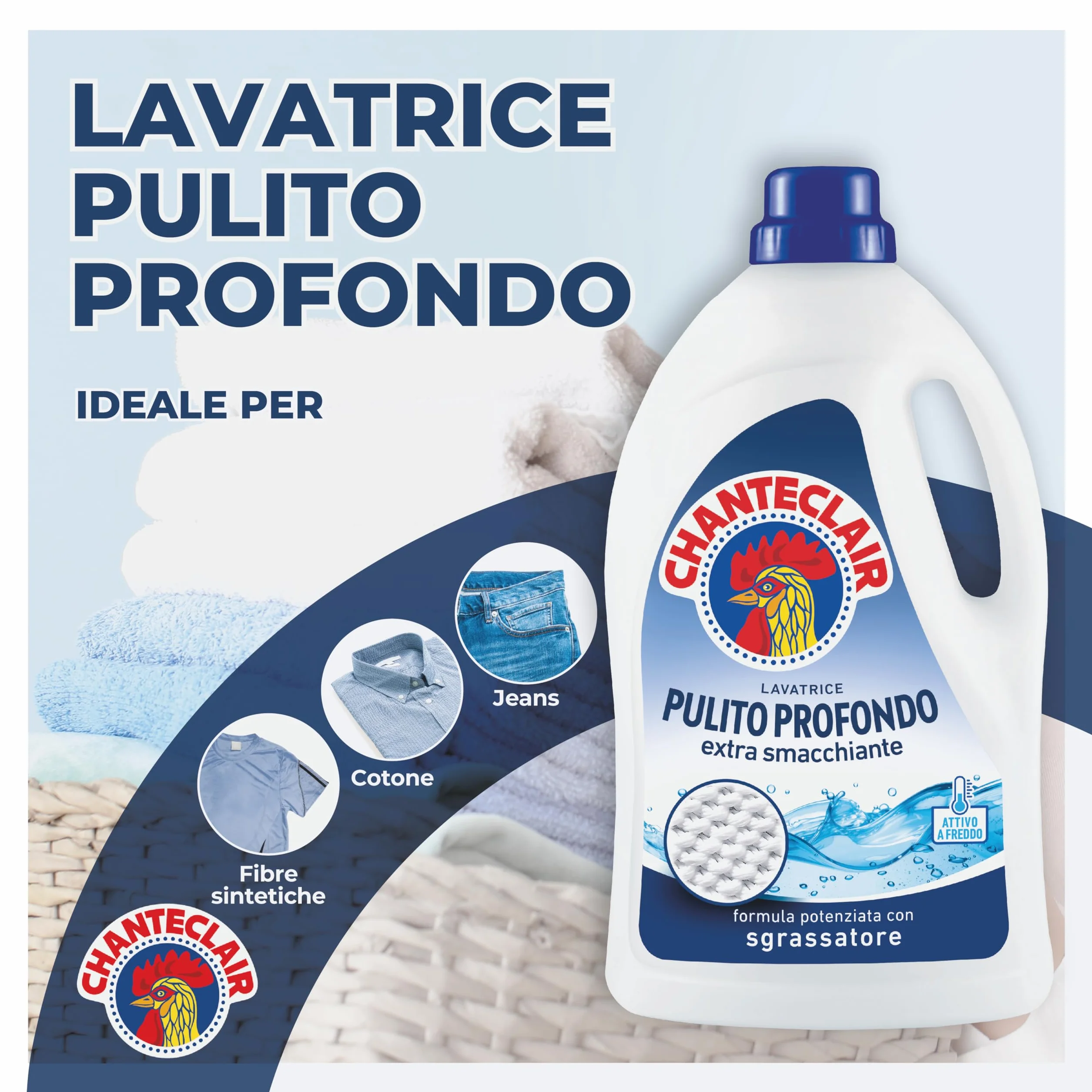 Chanteclair Detersivo per Lavatrice Pulito Profondo 3 Flaconi da 1575 ml