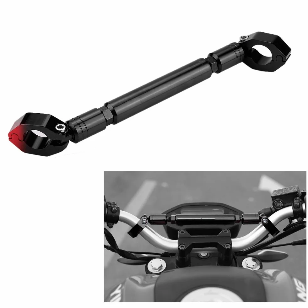 Zerone Barra Stabilizzatrice in Alluminio per Moto, Barra di Bilanciamento Manubrio Regolabile Universale per Manubrio da 22mm - Nero