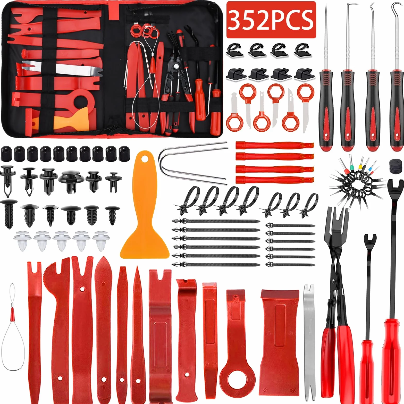 Kit Smontaggio Pannelli Auto 352 Pezzi, Strumento Rimozione Auto per Porta Pannello Radio Cruscotto