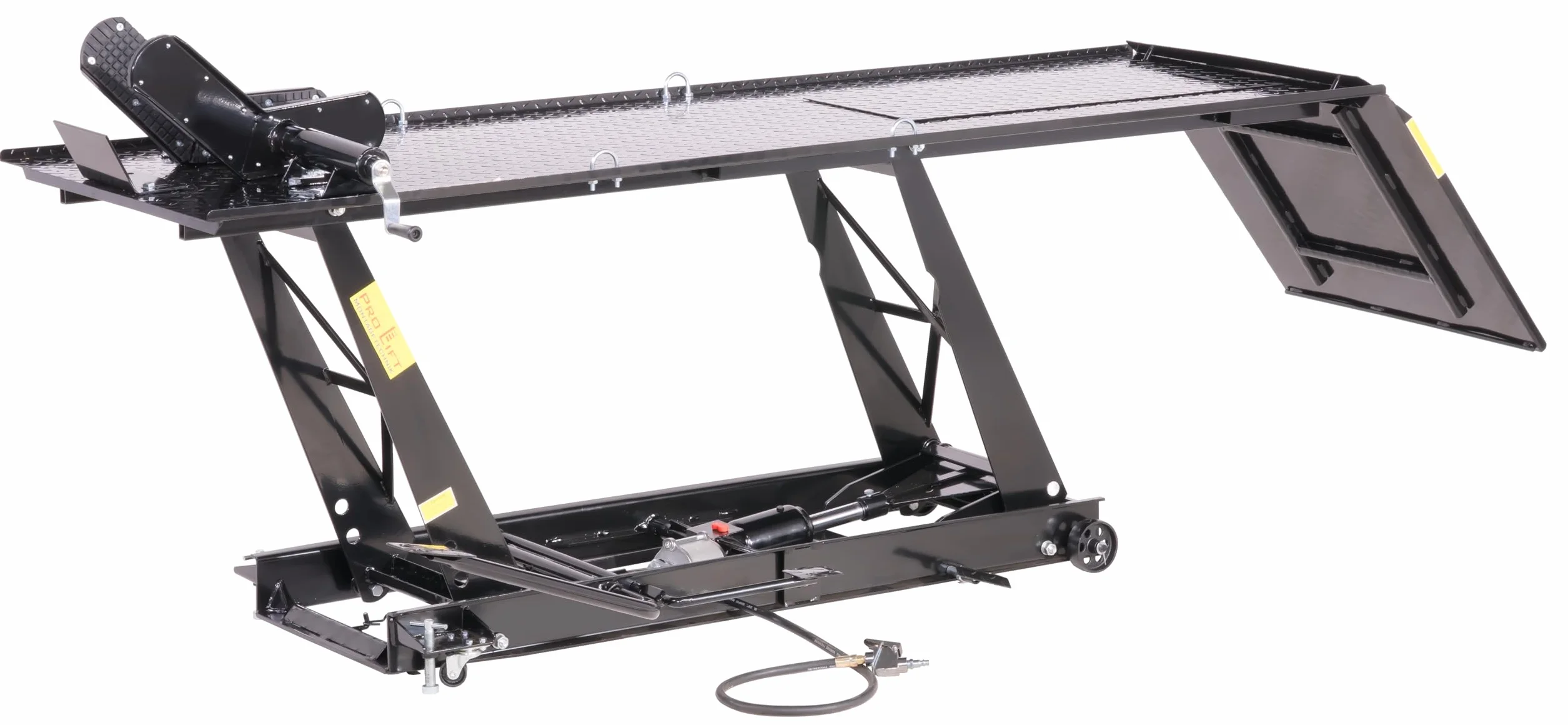 Ponte sollevatore per motocicletta, parallelogramma, 450 kg con pneumatico + azionamento a pedale, blu, PLB450-PAJ, 01646
