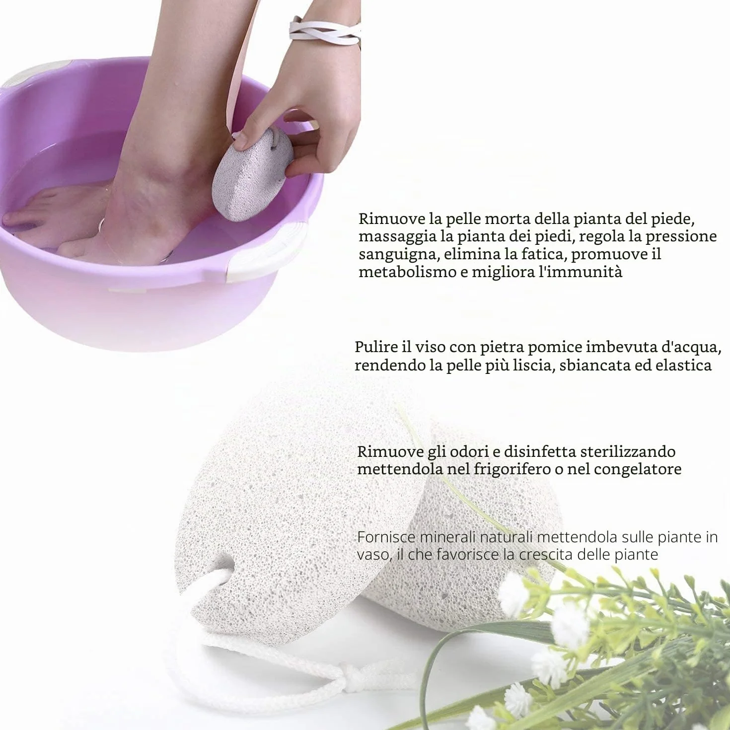 PHOGARY Pietra pomice naturale per piedi 2 pezzi strumenti pedicure rimozione calli pelle dura esfoliazione