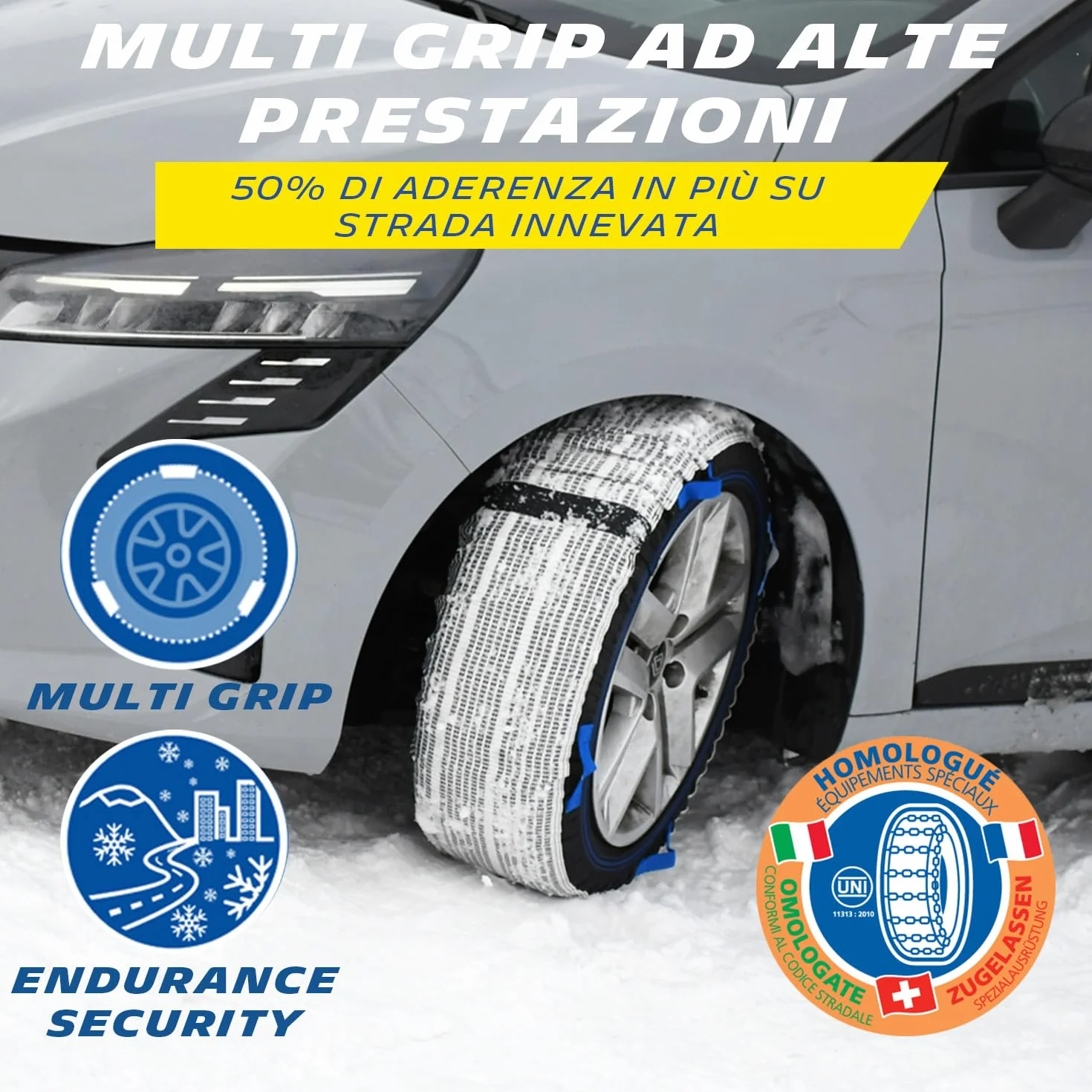 MICHELIN Calze da Neve SOS Grip Evolution SOS 5 - Omologate Italia Tessili Riutilizzabili - Montaggio Rapido 30 Secondi