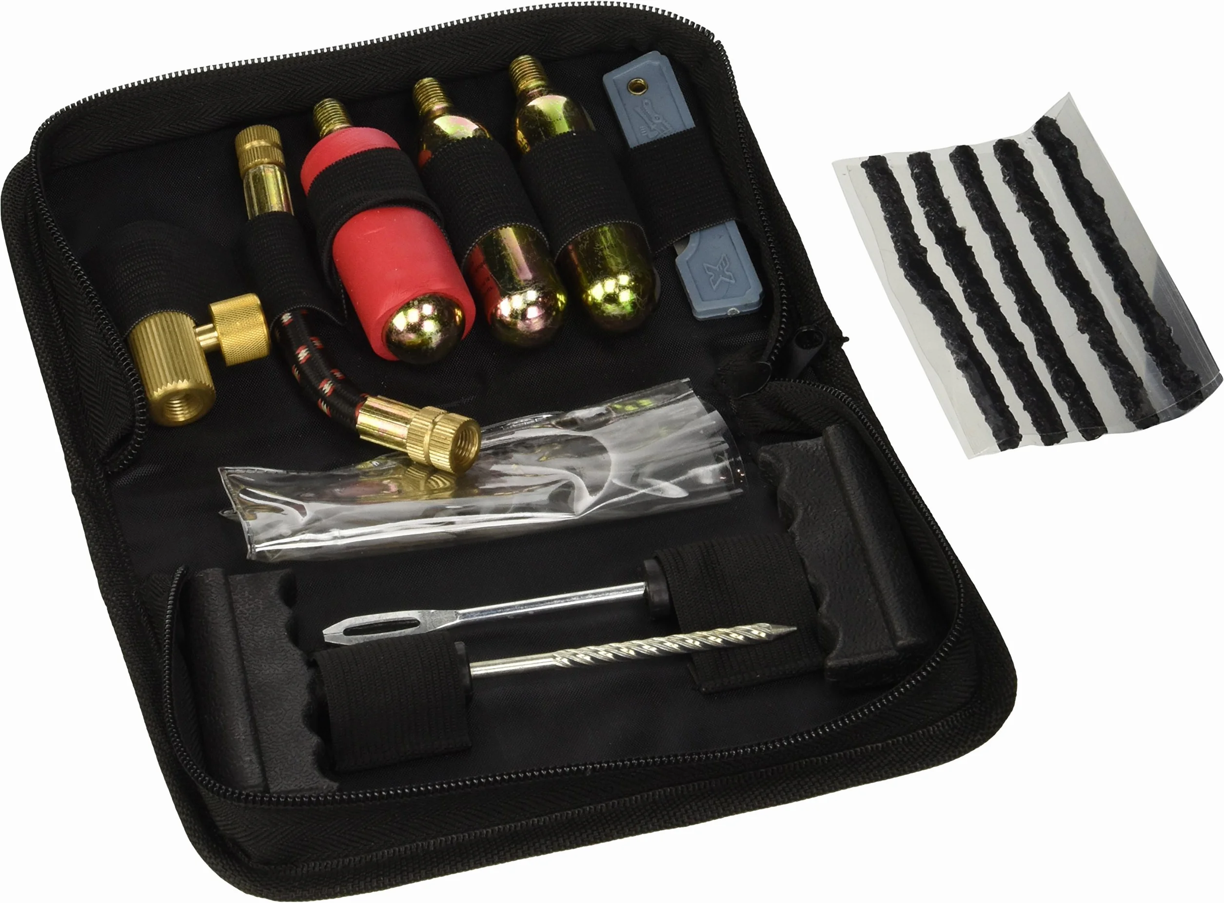 OJ Kit Riparazione Gomme Tubeless Compatto – Set Completo per Ripara Pneumatici Moto e Scooter, Ideale per Emergenze e Viaggi, Custodia Pratica e Facile da Trasportare