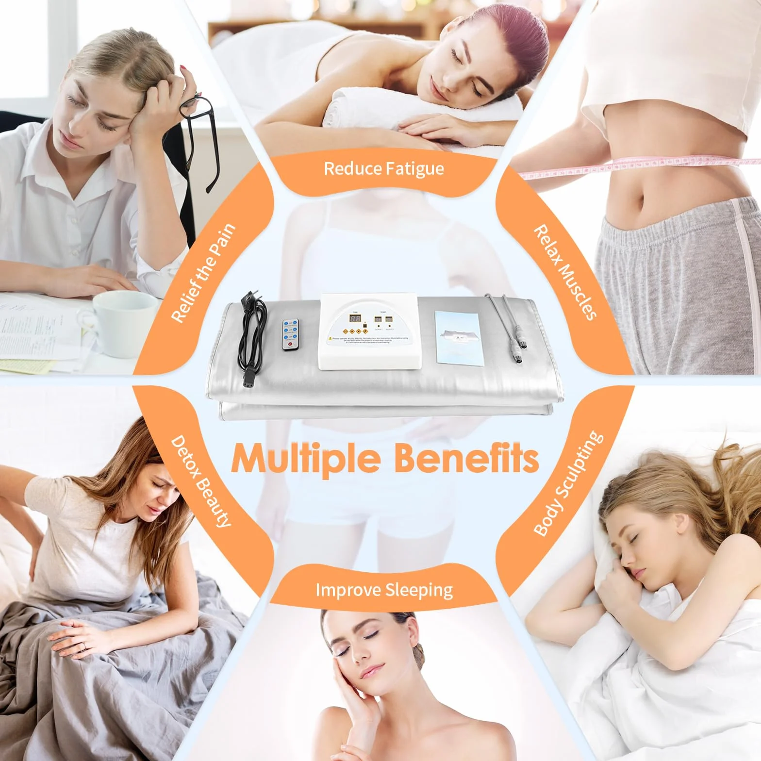 MINENICE Coperta Sauna a Infrarossi 2 Zone Far Infrared Blanket Termosauna Portatile