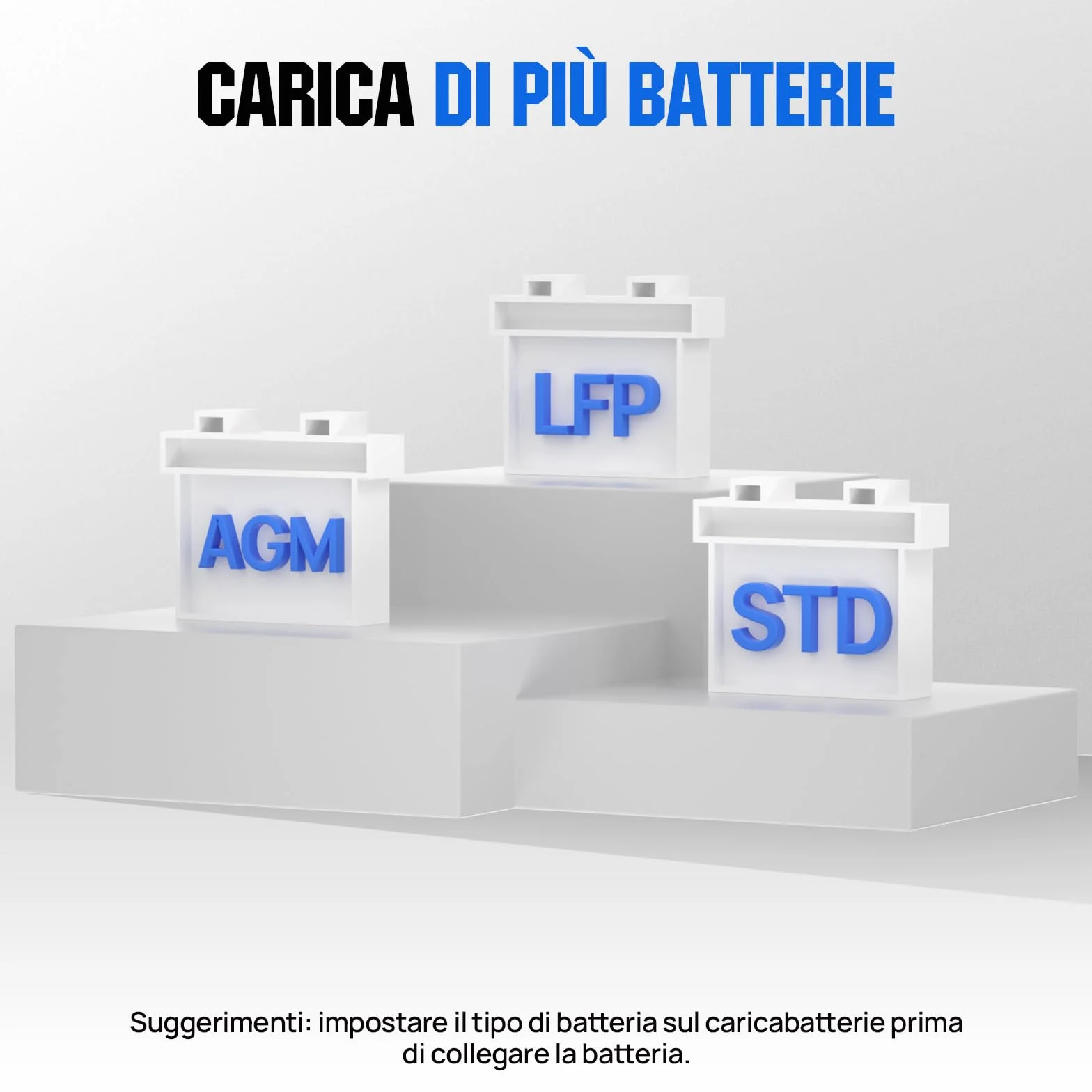 ECO-WORTHY 12V 24V 20A Caricabatterie LiFePO4 Rilevamento Automatico Piombo-Acido