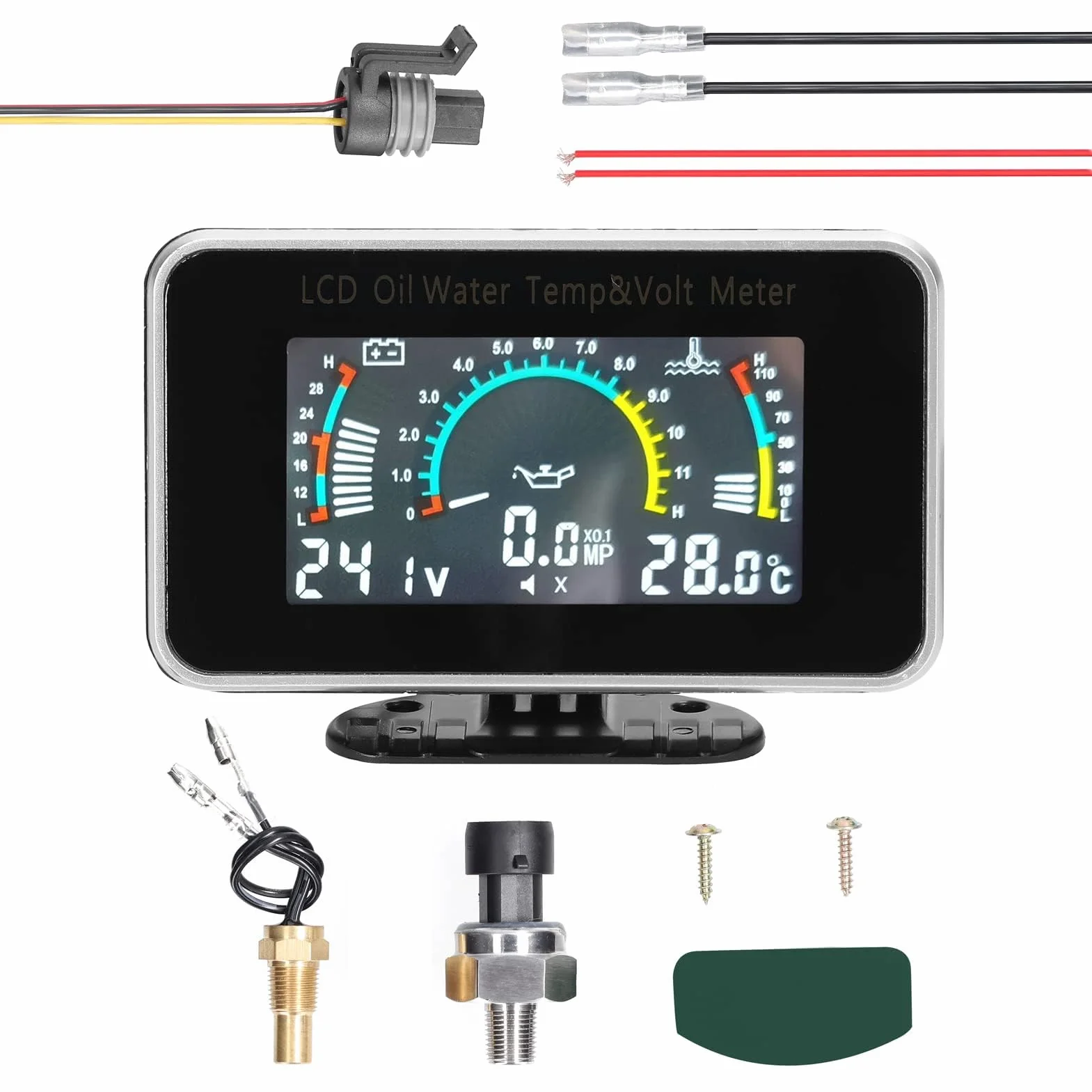3 su 1 multifunzione auto LCD Digital Display Display Olio Pressione Acqua Temperatura Voltmetro Strumento a scopo universale 9-36 V per auto, camion, o SUV