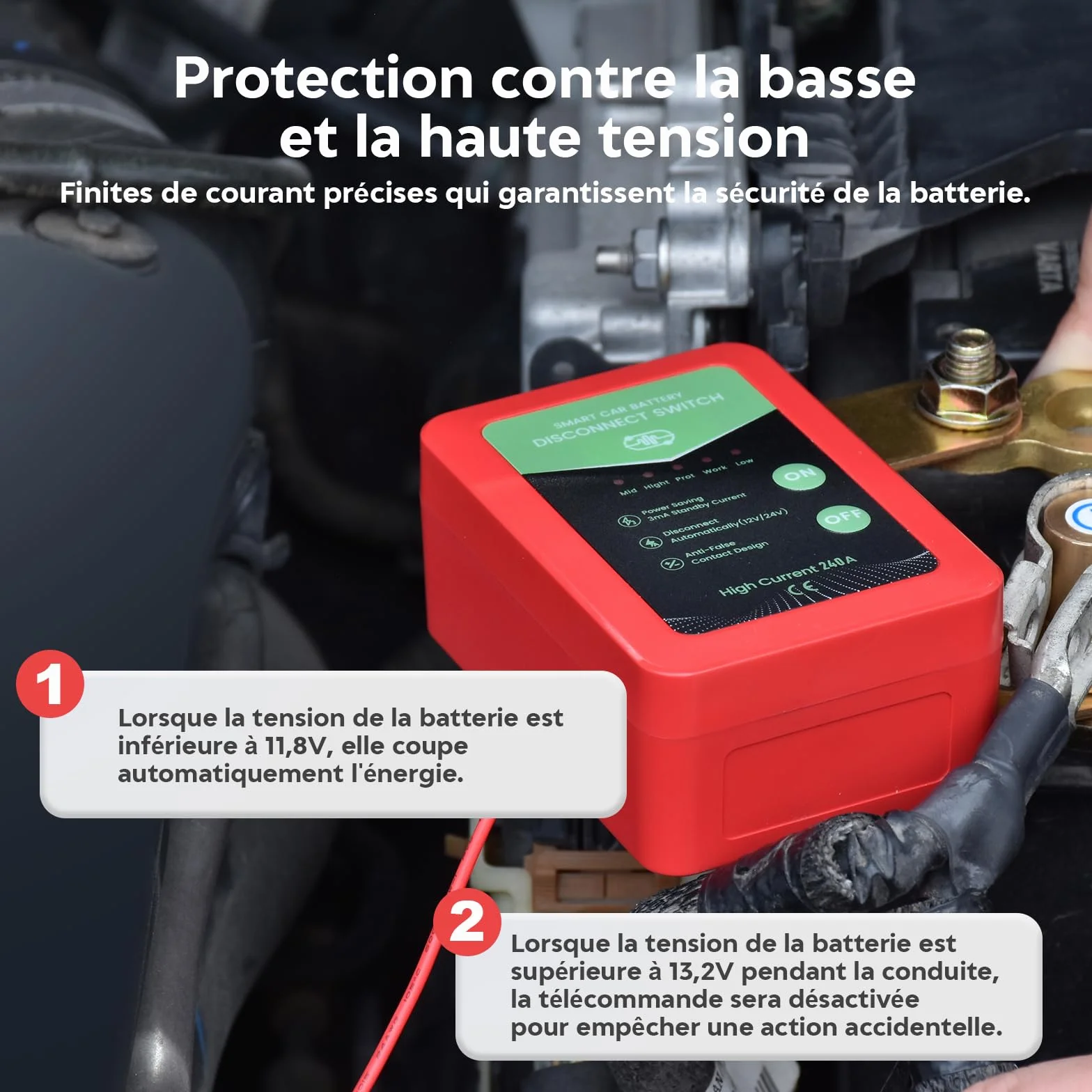 Stacca Batteria per Auto 12V 240A, Interruttore di Isolamento della Batteria Staccabatteria Automatico Antifurto Auto Senza Fili con Telecomando per Auto RV ATV Camion Barca Trattore