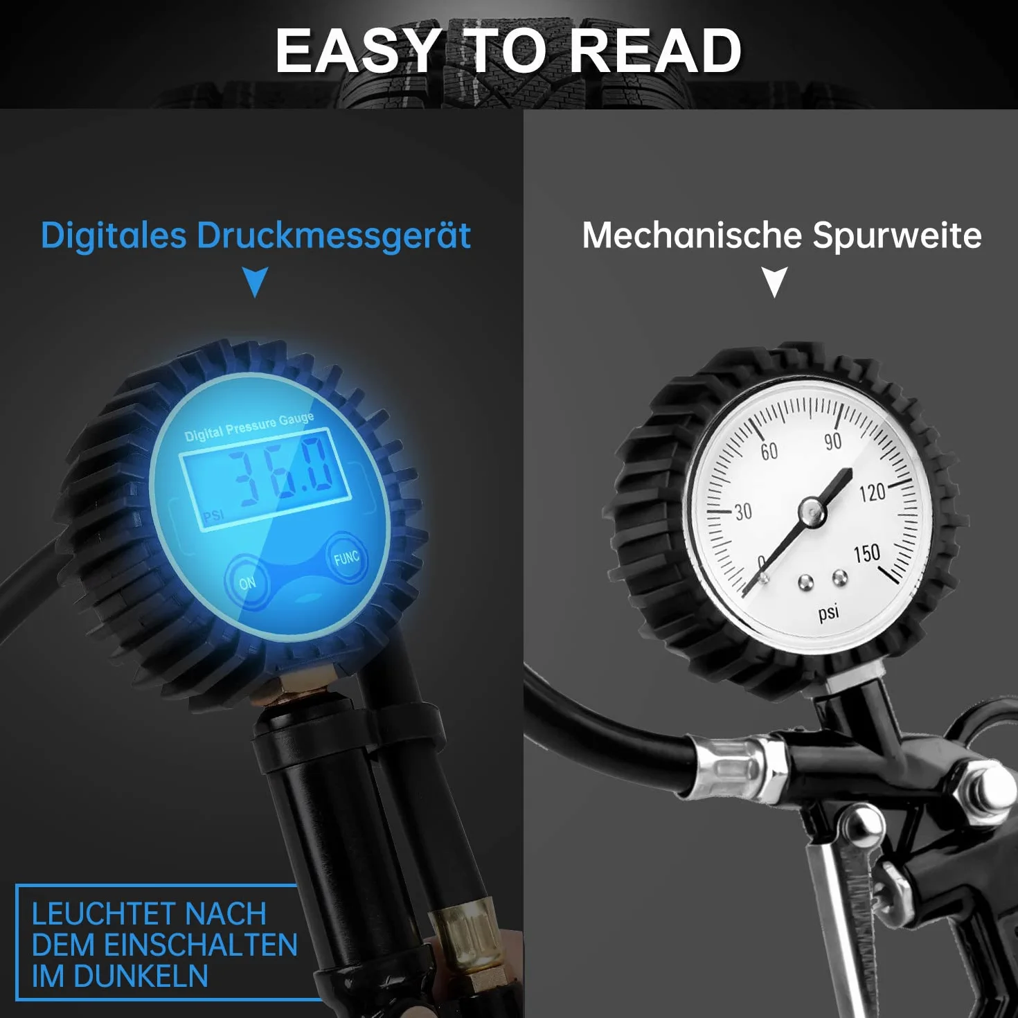Manometro Pressione Gomme Manometro Digitale pressione gomme 200 PSI Alta Precisione con Luce a LED e Schermo LCD per Auto, SUV, Camion, Moto