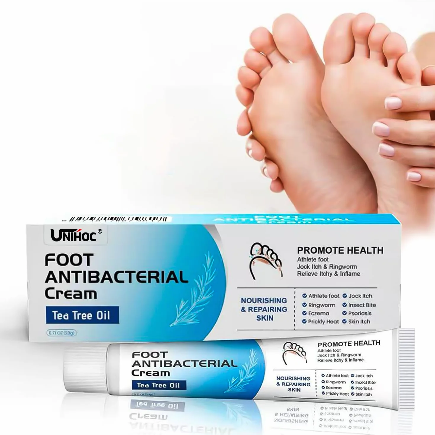 Crema Antibatterica Piedi 20g Olio di Tea Tree Lenitiva Ristrutturante Pelle Contro Prurito Odori Desquamazione Talloni Screpolati