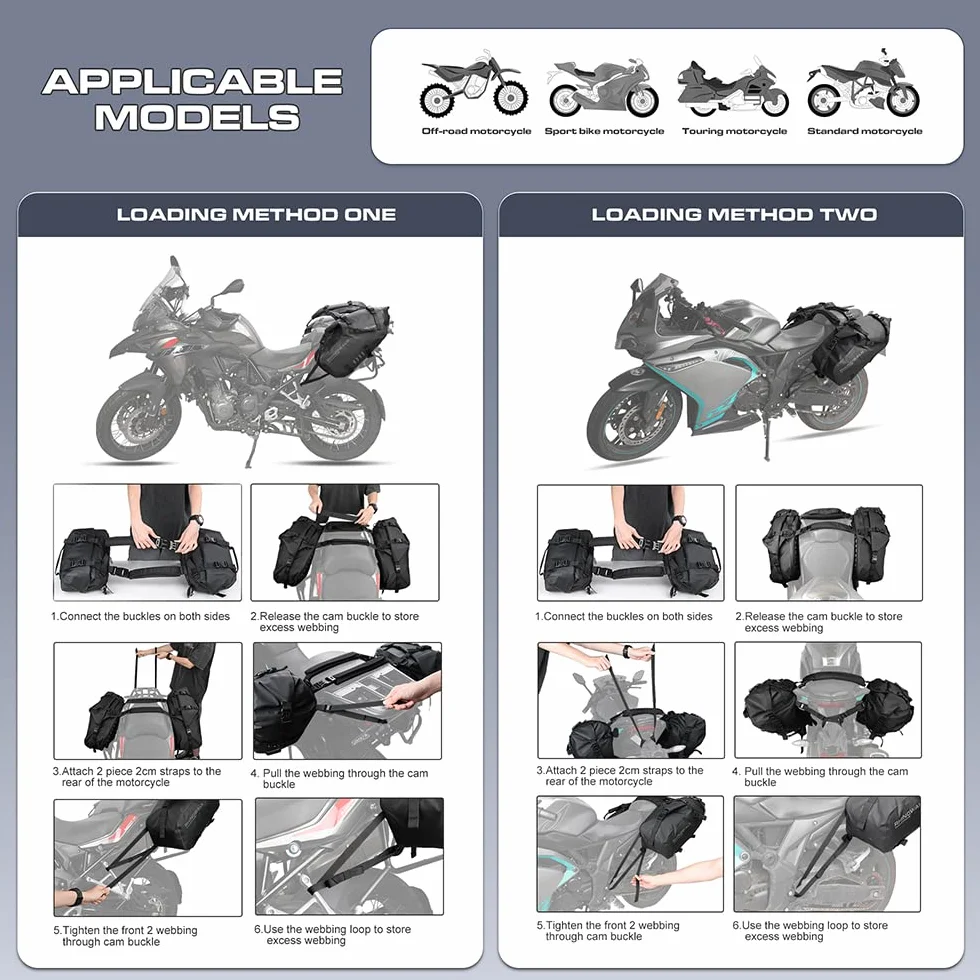Rhinowalk Moto Borsa Portabagagli Impermeabile 28L Anti-Vibrazioni Borse laterali per Moto Avventura Sport