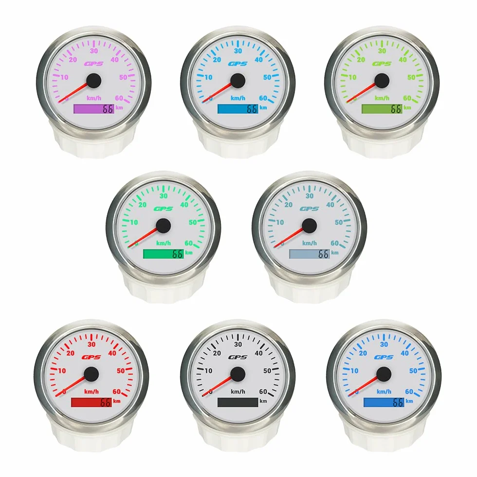 ELING 85 mm GPS Tachimetro 0–60 km/h con antenna GPS con retroilluminazione a 7 colori per trattori, navi, yacht