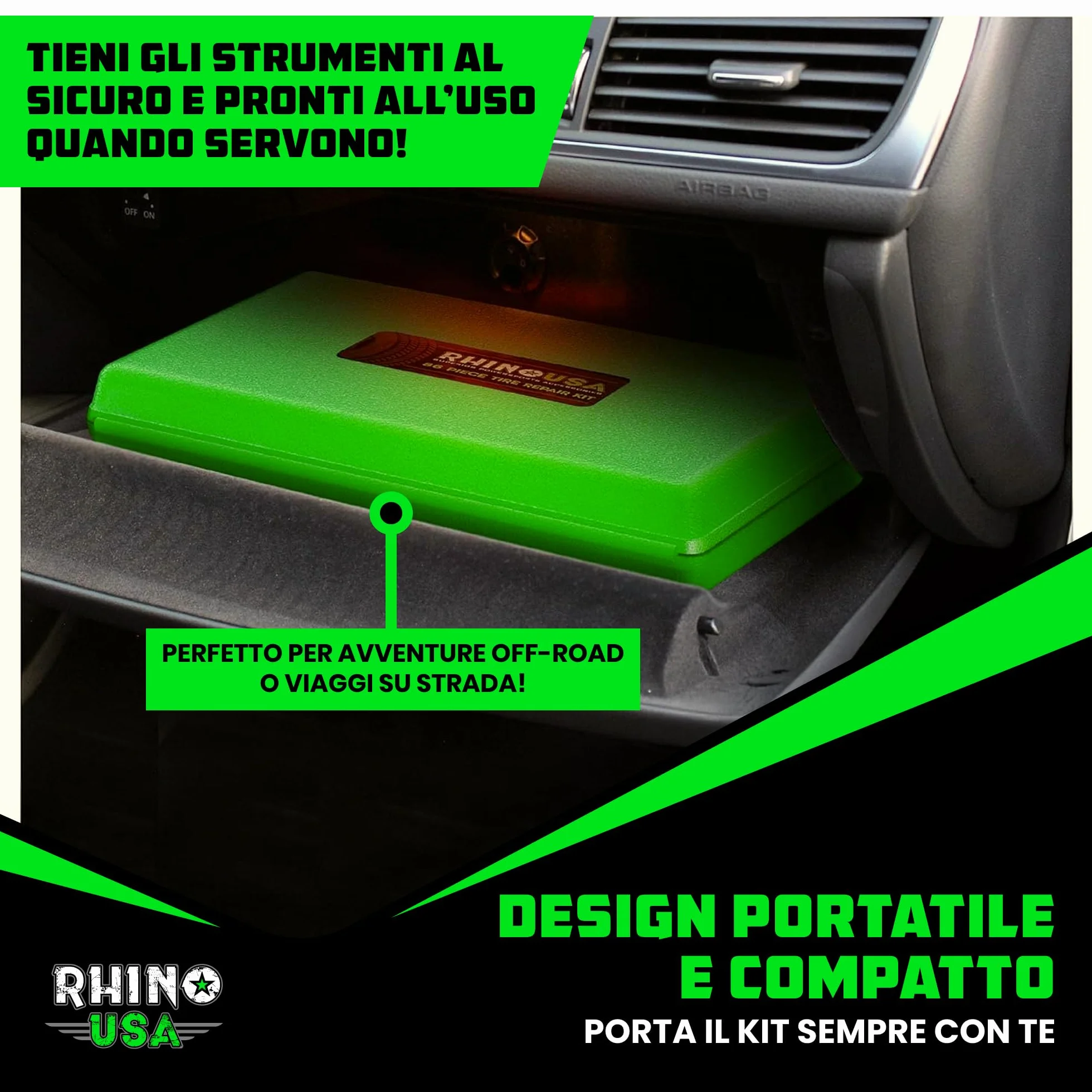 Rhino USA Kit di Riparazione Pneumatici 86 Pezzi per auto moto ATV UTV camper rimorchio