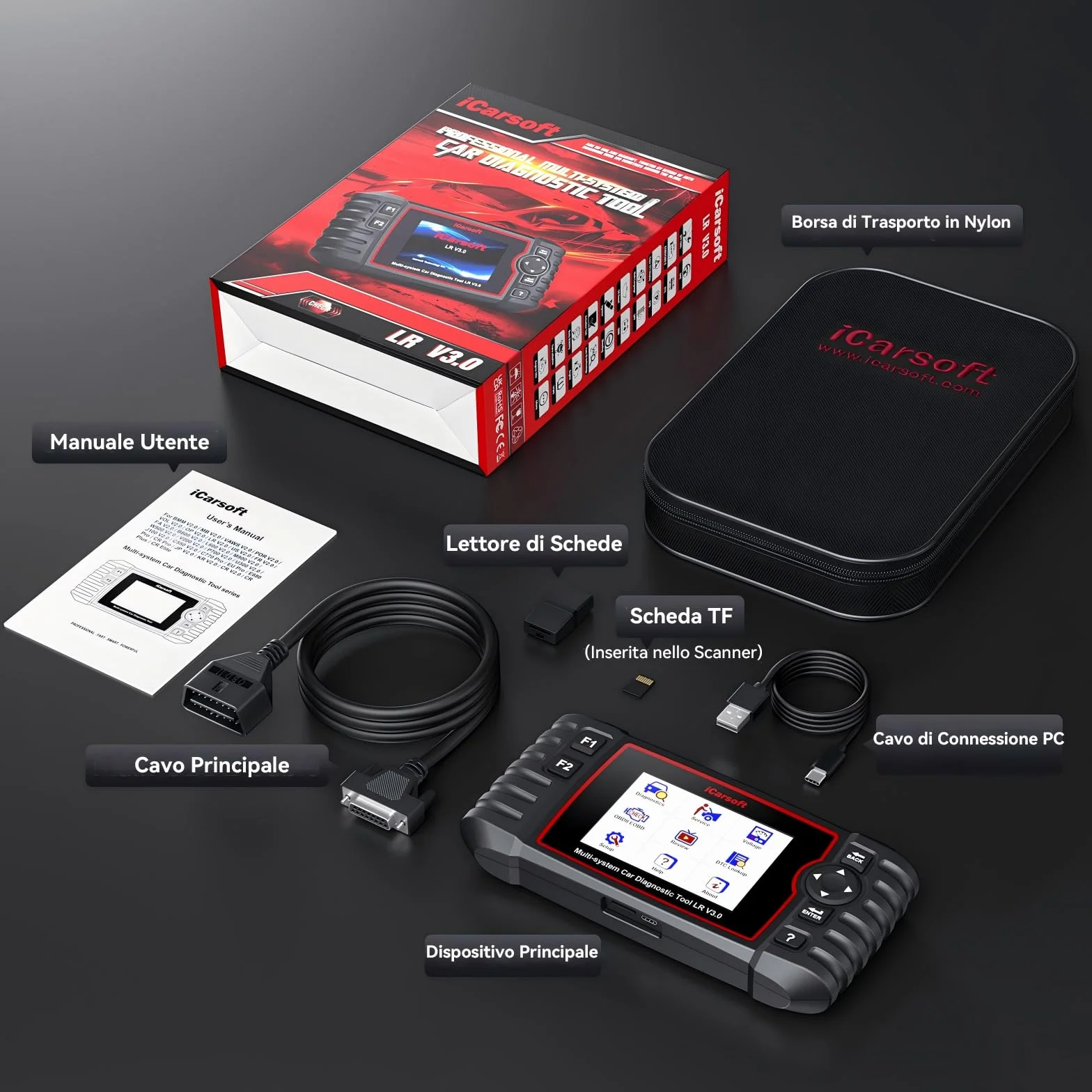 iCarsoft LR V3.0 OBD2 Diagnostica Auto per Land Rover Jaguar 37 Funzioni Ripristino Test Bidirezionale