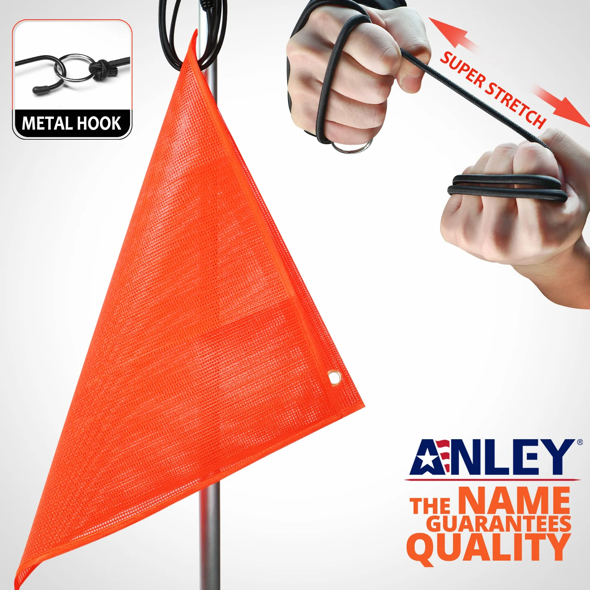 Anley bandiere di sicurezza per camion 45,7x45,7 cm arancione segnale avvertimento nylon rivestito vinile confezione da 2