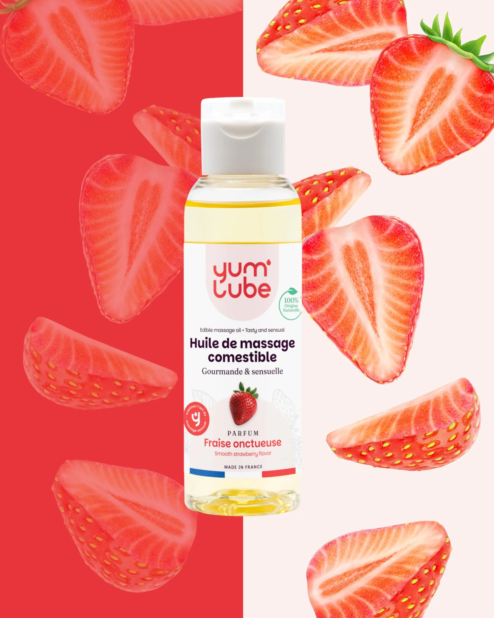 Yum'Lube Olio Massaggio Sensuale Lubrificante 100% Naturale Bio Comestibile Made In France