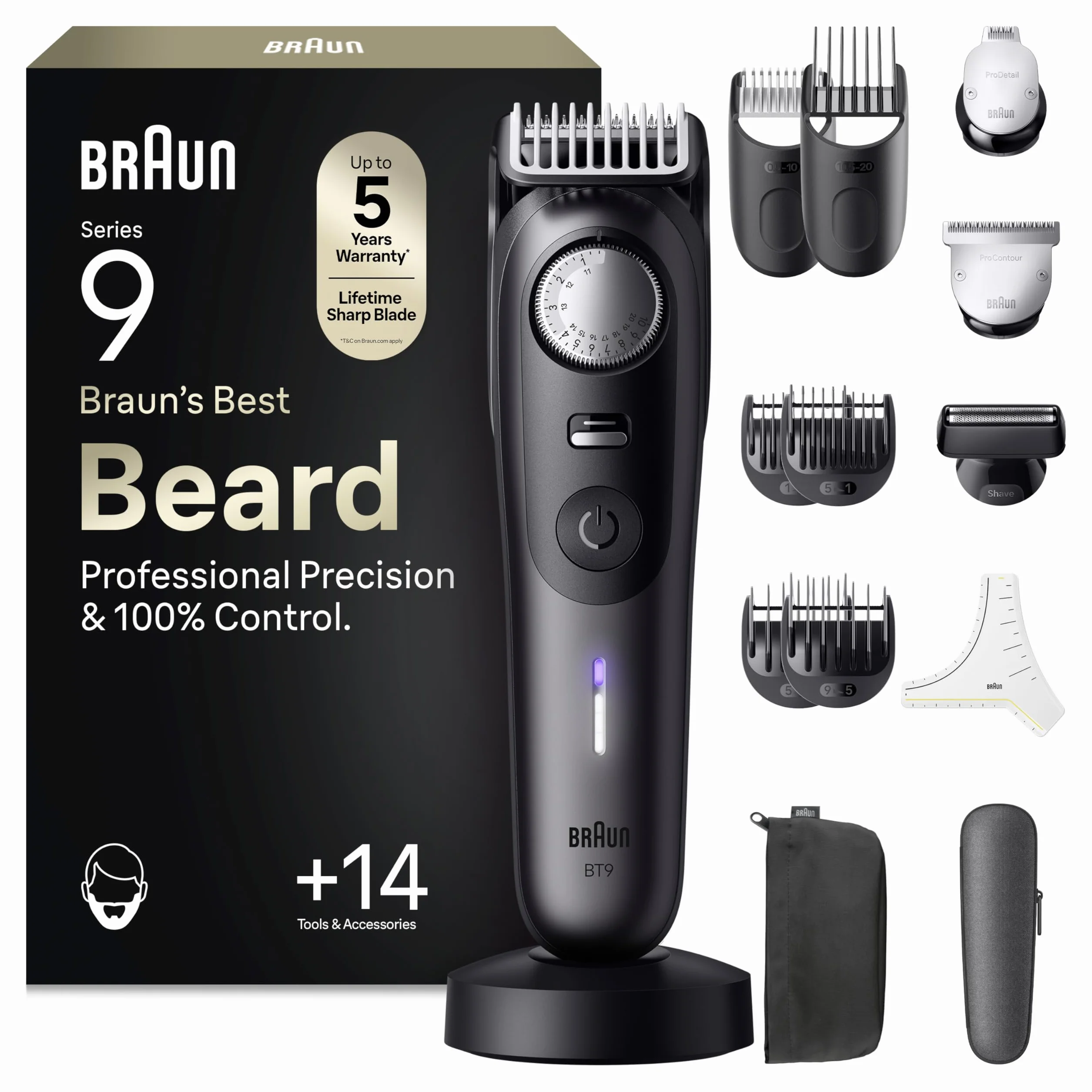 Braun Serie 9 Rasoio Elettrico Barba Impermeabile Bt9565 Titanio 180 Min