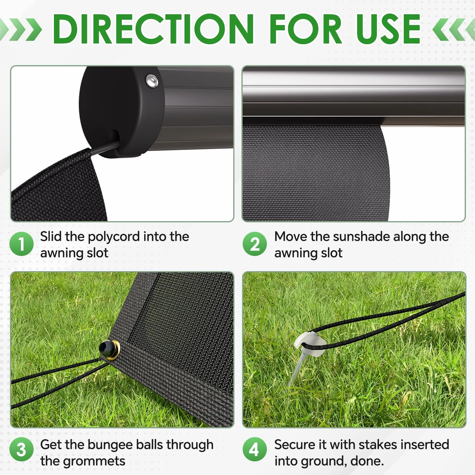 Tenda da sole per camper, con chiusura lampo, finestra panoramica regolabile (tessuto + rete), frangivista e protezione solare universale, con kit completo, altezza 2,2 m (larghezza 2,85 m)