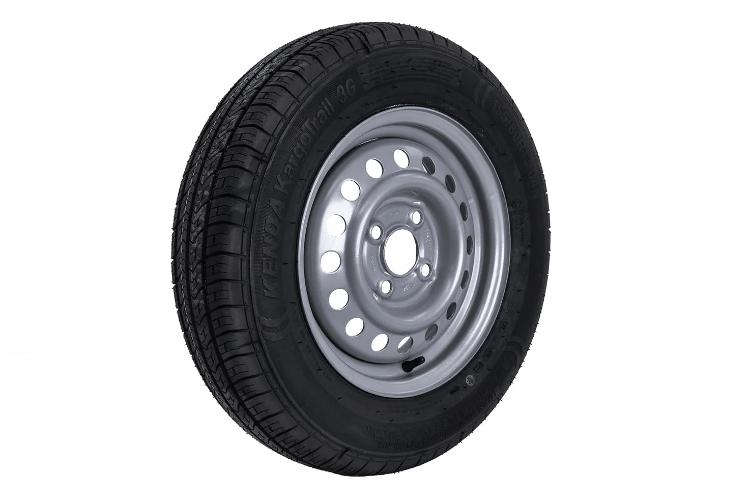 KENDA Ruota Completa per Rimorchio Leggero 155/80 R13 84N con Cerchio in Acciaio 4Jx13"H2 4x100 ET30, Portata 500 kg per Carrelli e Camper