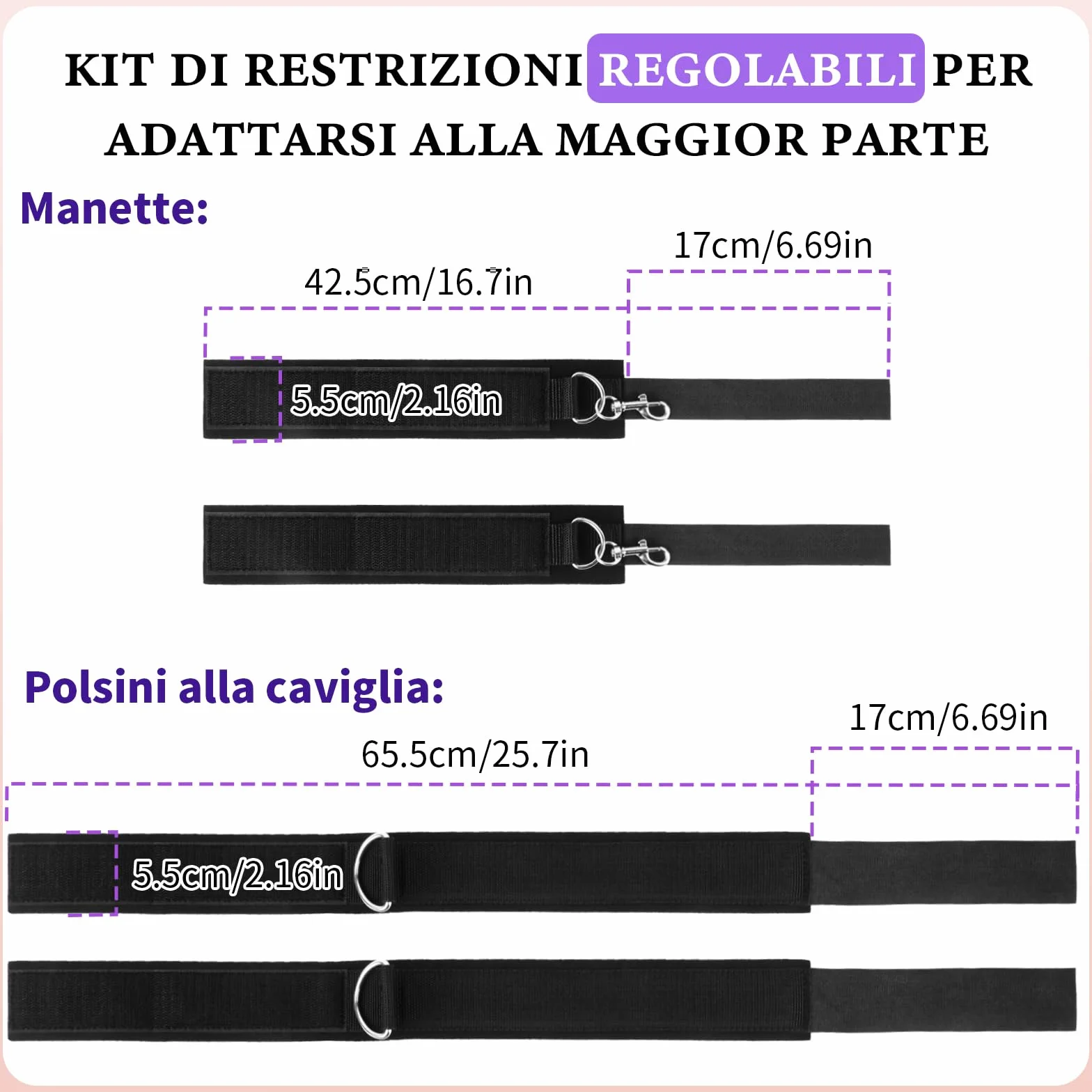 Manette per Coppia Set di Restrizioni Bondage - Giocattoli Sessuali con Cinghie Regolabili per Gambe, Polsini e Cosce BDSM