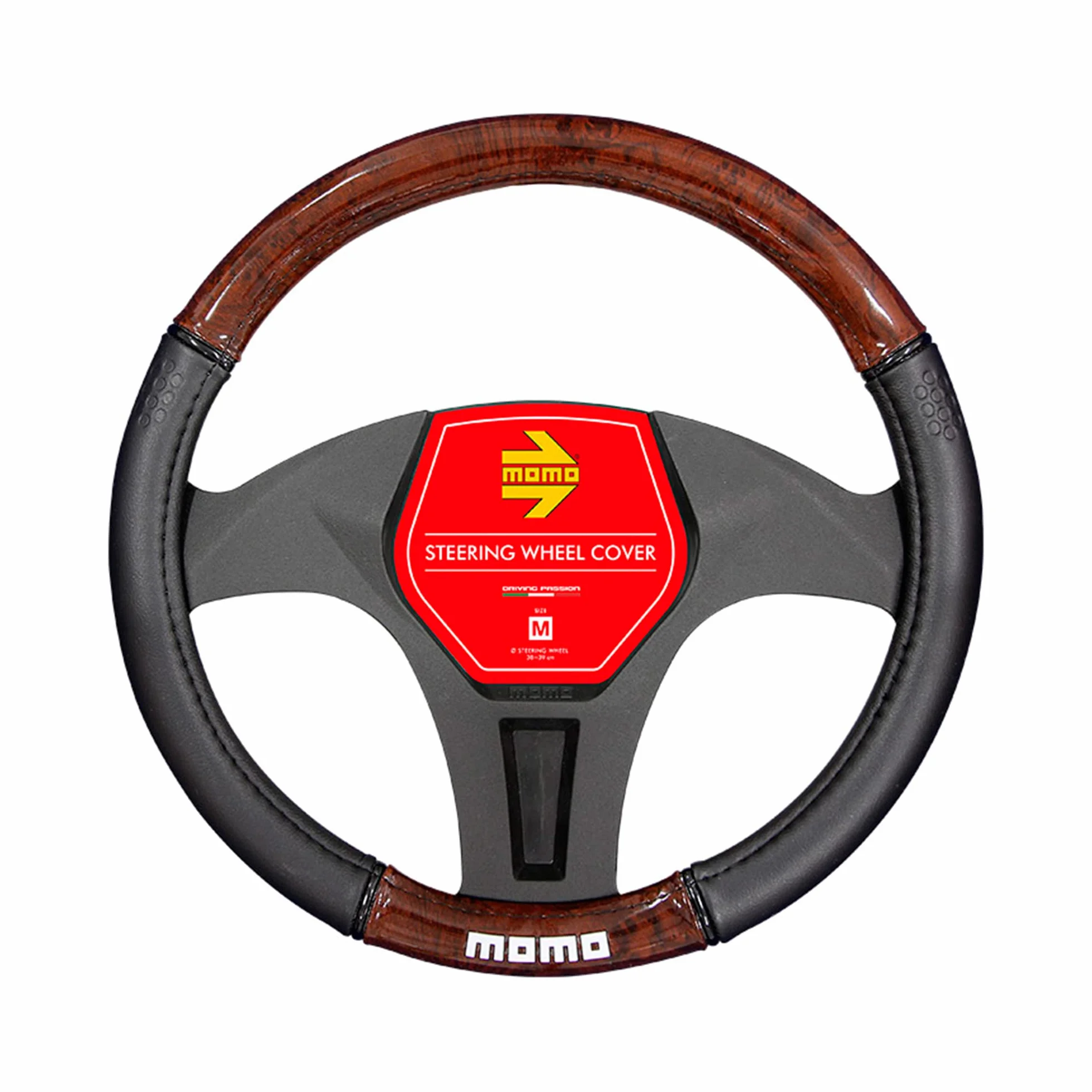 MOMO LUXURY UNIVERSALE COPRIVOLANTE LEGNO/PVC NERO E MARRONE