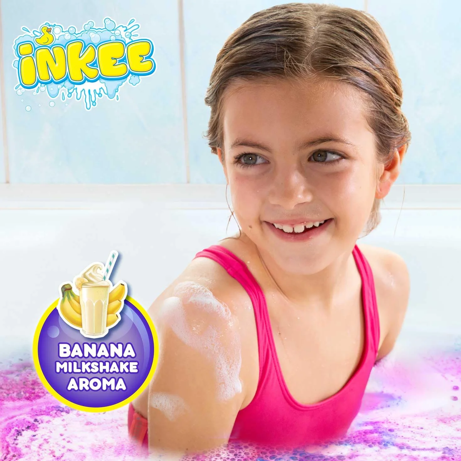 INKEE Bath Dust Galupy Mermaid Polvere di Sirena per la Vasca Sali da Bagno Effetto Crepitante Aroma Frullato di Banana