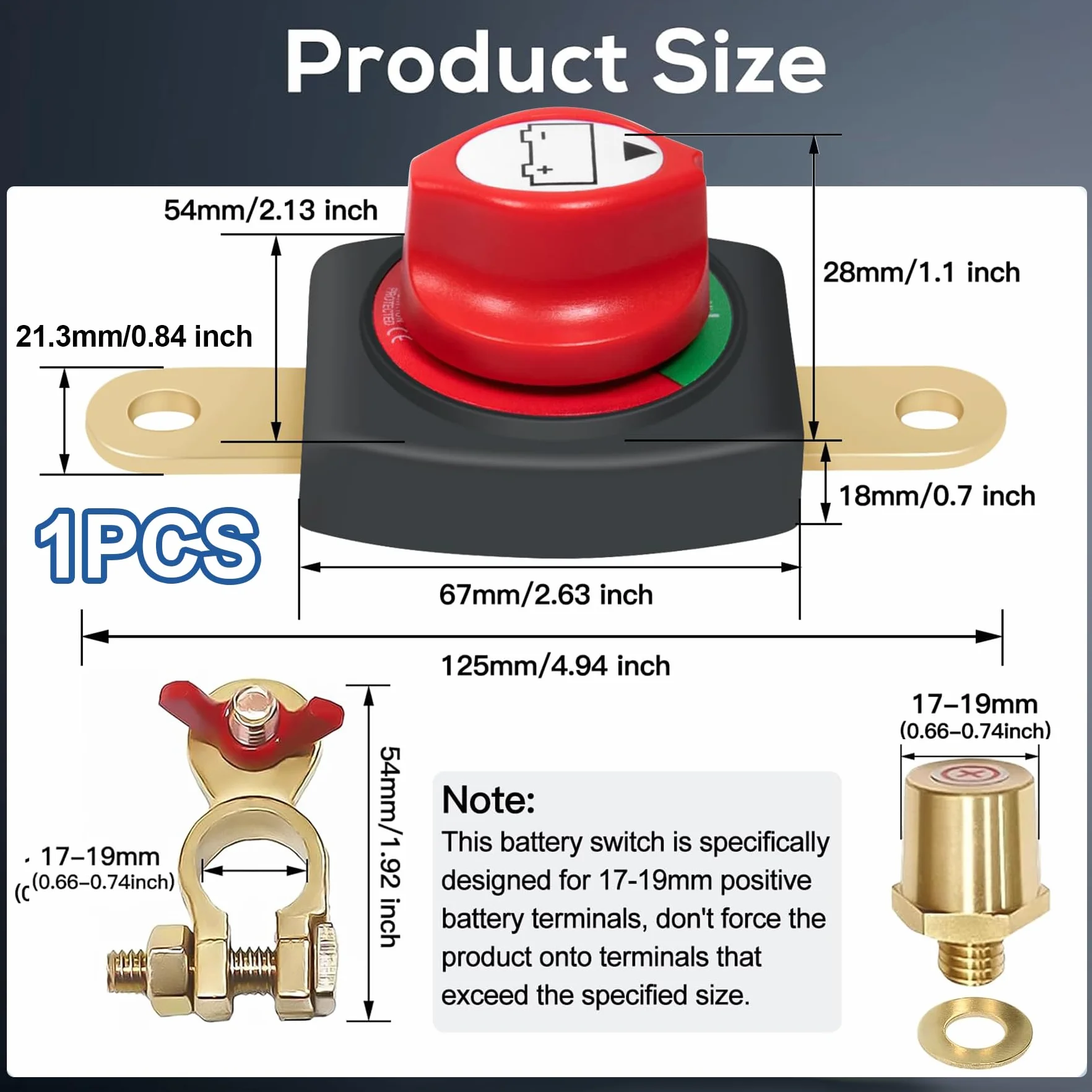 TZEKING Regolabile 180° Isolatore Interruttore della batteria polo positivo,Interruttori di batteria12-48V,Interruttore di sconnessione della batteria impermeabile,Interruttore di sconnessione della