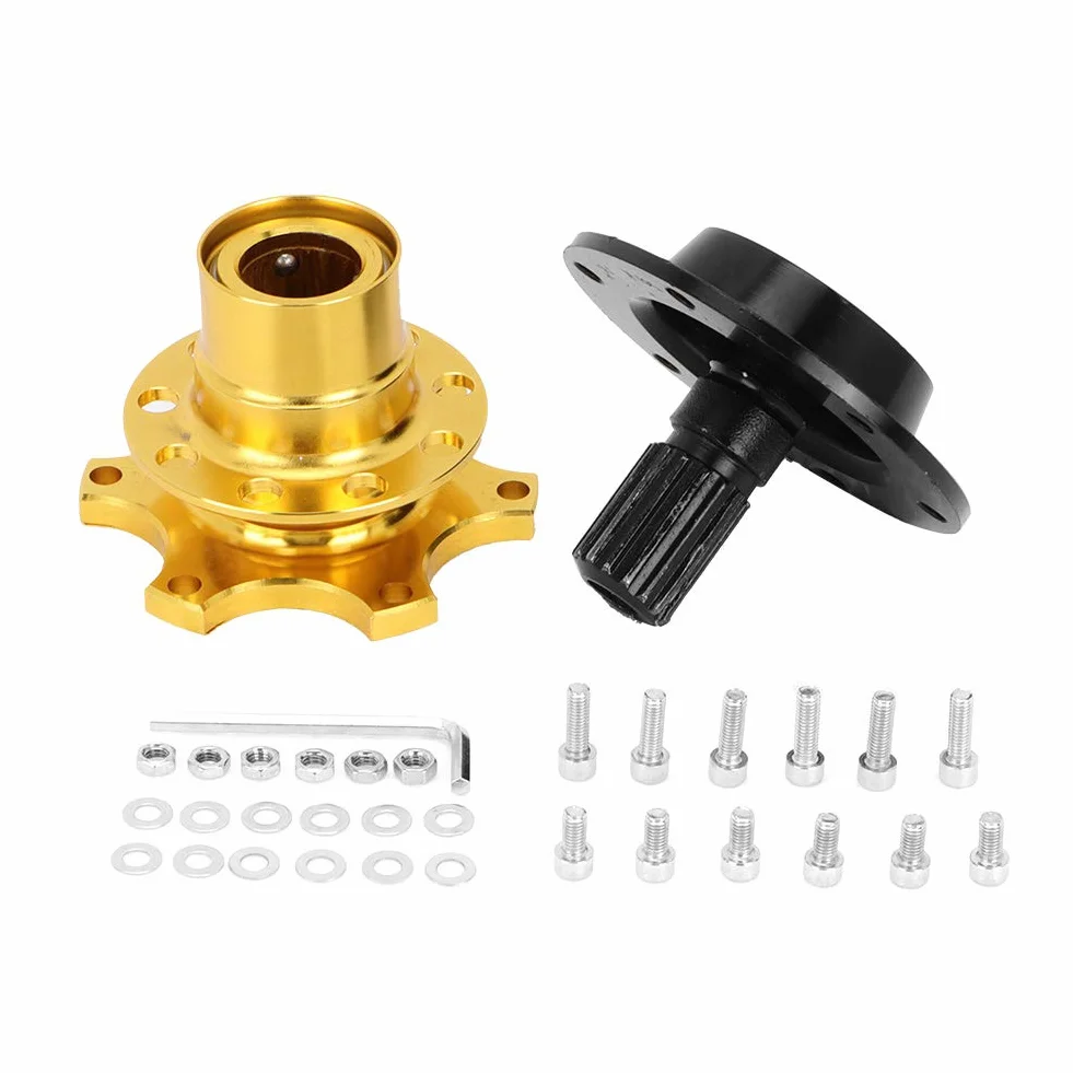 Volante Universale Adattatore Mozzo Sgancio Rapido 6 Fori Kit Scatto Strumento Riparazione Auto Race Rally Motorsport Oro