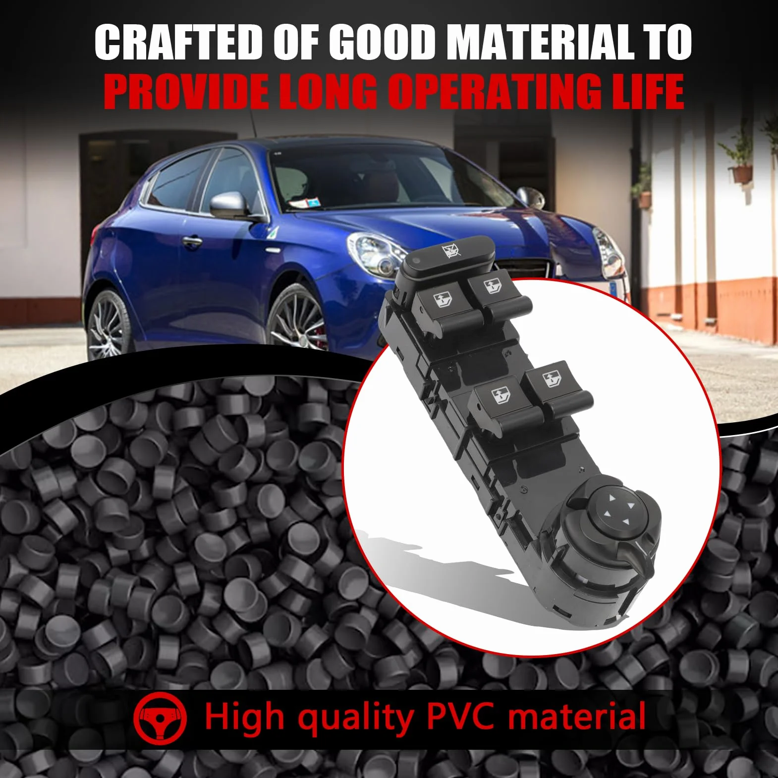 L'interruttore alzacristalli anteriore sinistro 156106393 è adatto per veicoli Alfa Romeo Giulietta anno 2010-2020. Sono disponibili anche gli interruttori alzacristalli 156093399 e 156095710